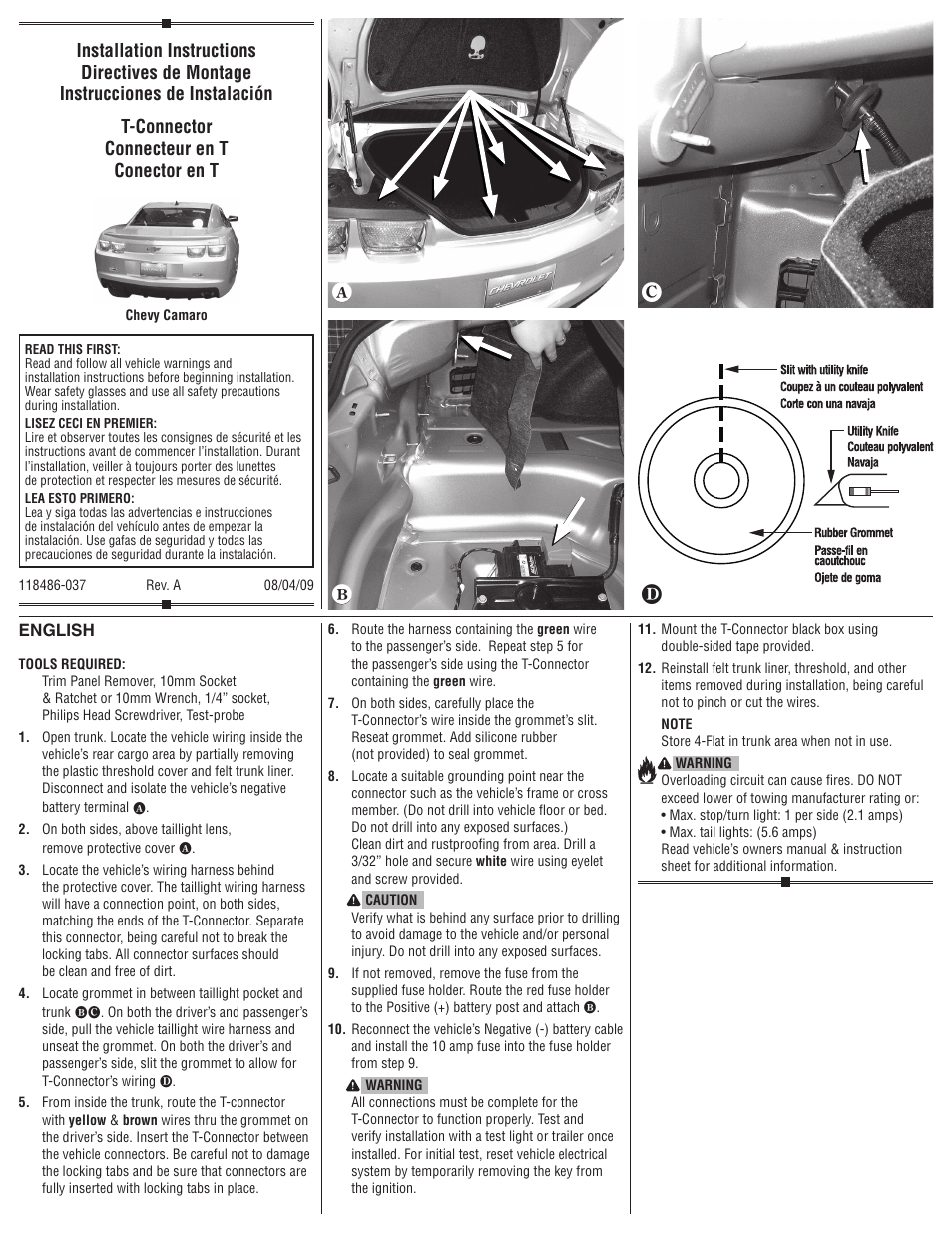 Draw-Tite 118486 T-ONE CONNECTOR User Manual | 2 pages