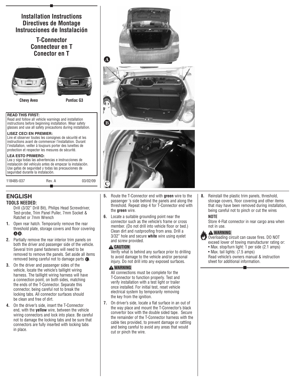 Draw-Tite 118485 T-ONE CONNECTOR User Manual | 2 pages