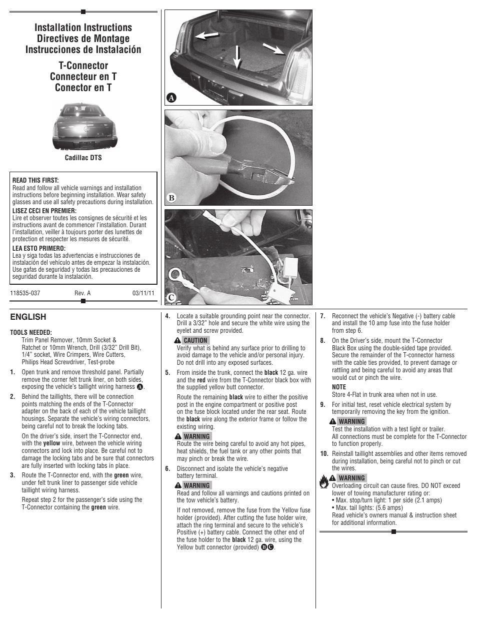 Draw-Tite 118535 T-ONE CONNECTOR User Manual | 2 pages