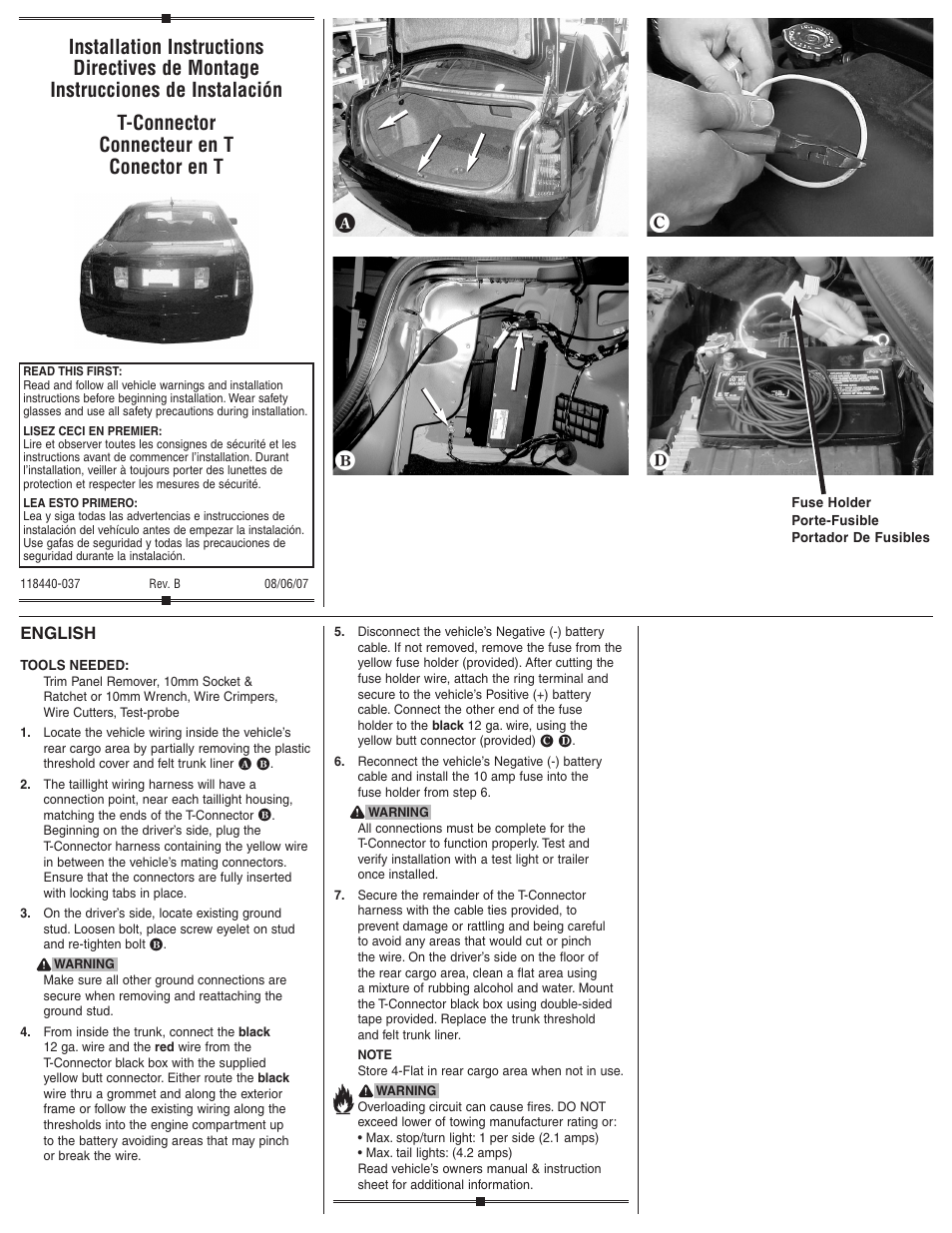 Draw-Tite 118440 T-ONE CONNECTOR User Manual | 2 pages