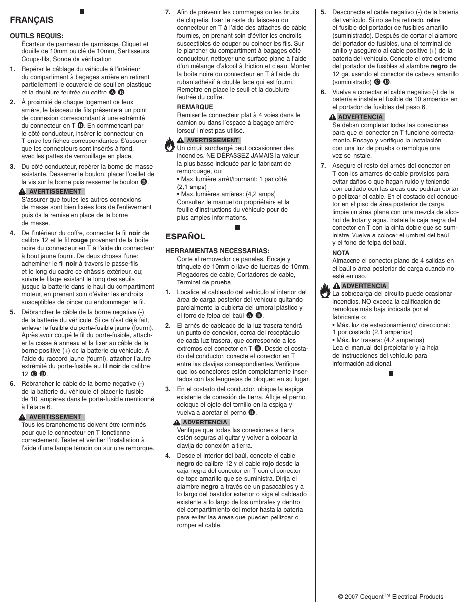 Français, Español | Draw-Tite 118440 T-ONE CONNECTOR User Manual | Page 2 / 2