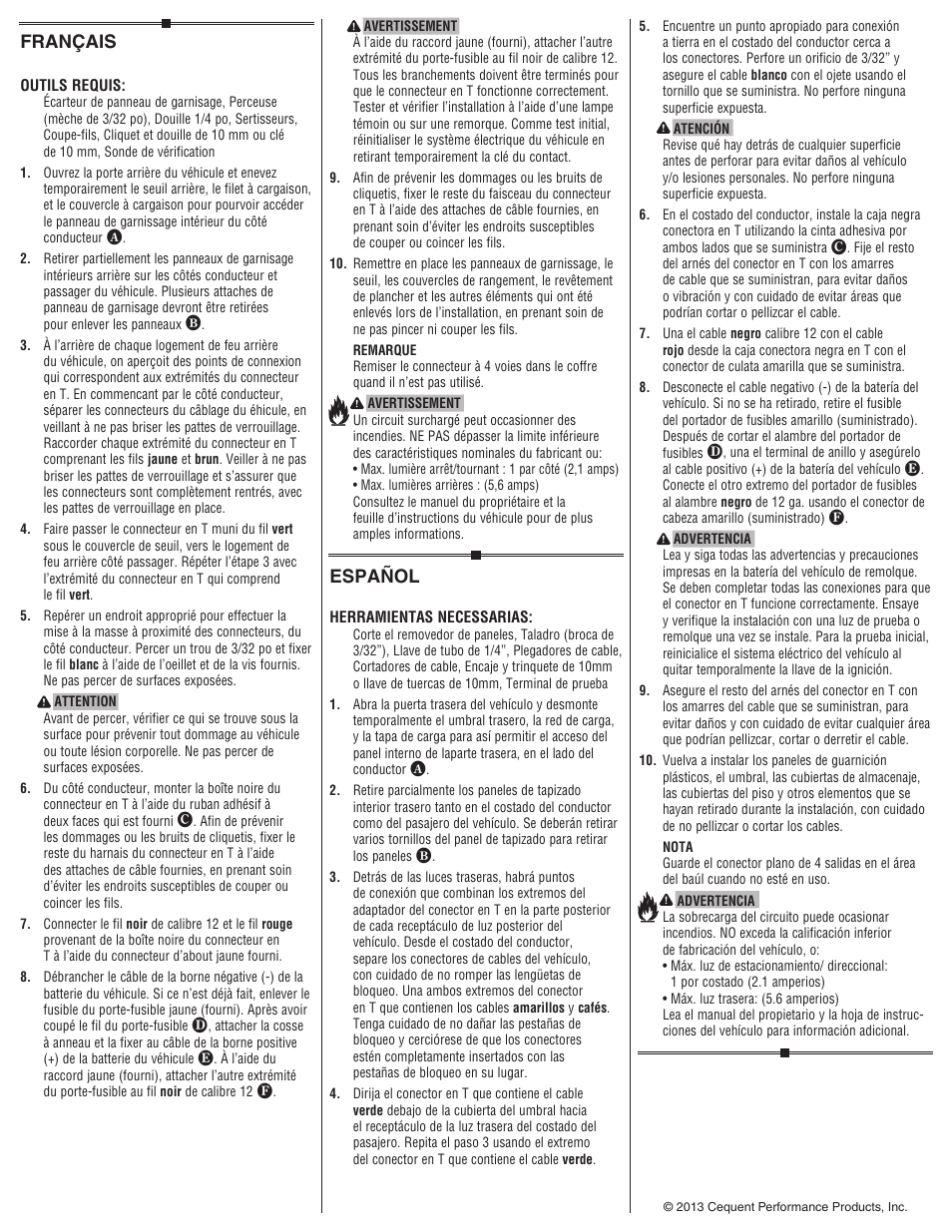 Français, Español | Draw-Tite 118580 T-ONE CONNECTOR User Manual | Page 2 / 2