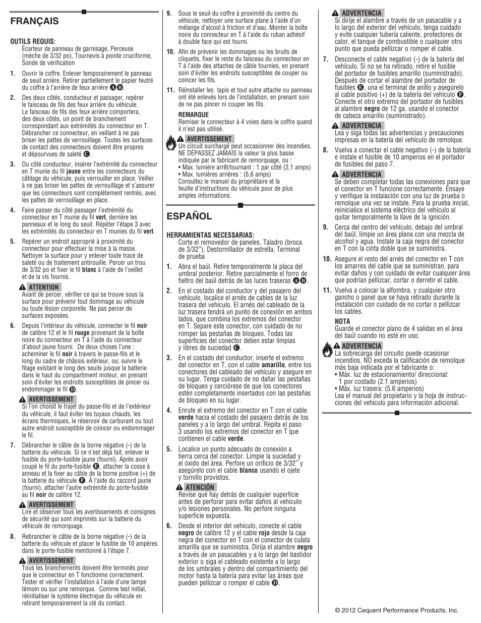 Español, Français | Draw-Tite 118564 T-ONE CONNECTOR User Manual | Page 2 / 2