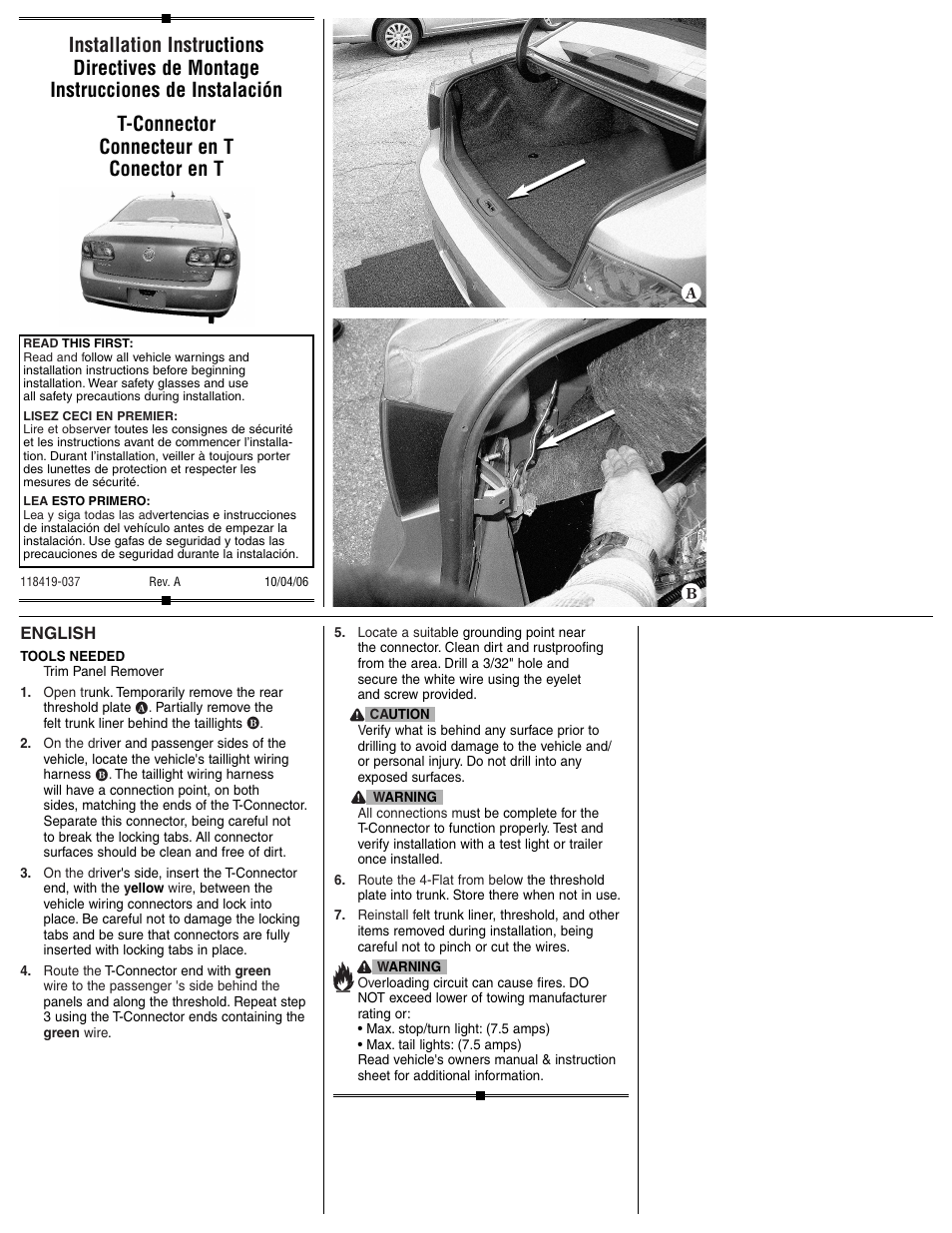 Draw-Tite 118419 T-ONE CONNECTOR User Manual | 2 pages