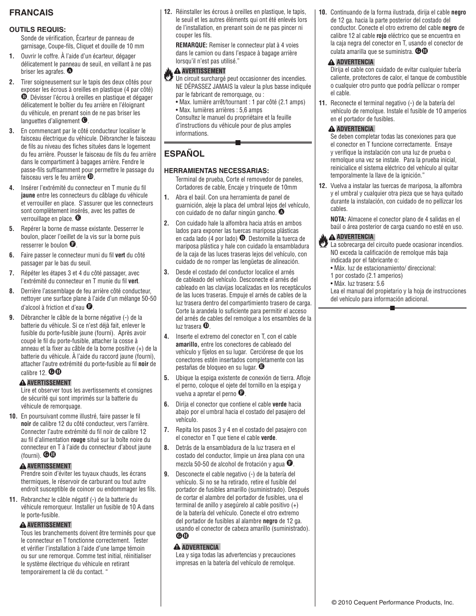 Francais, Español | Draw-Tite 118497 T-ONE CONNECTOR User Manual | Page 2 / 2