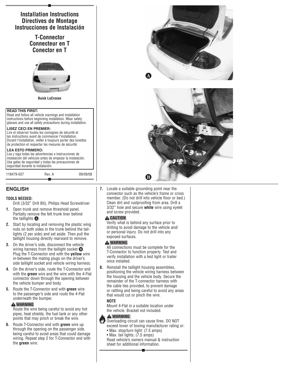 Draw-Tite 118479 T-ONE CONNECTOR User Manual | 2 pages