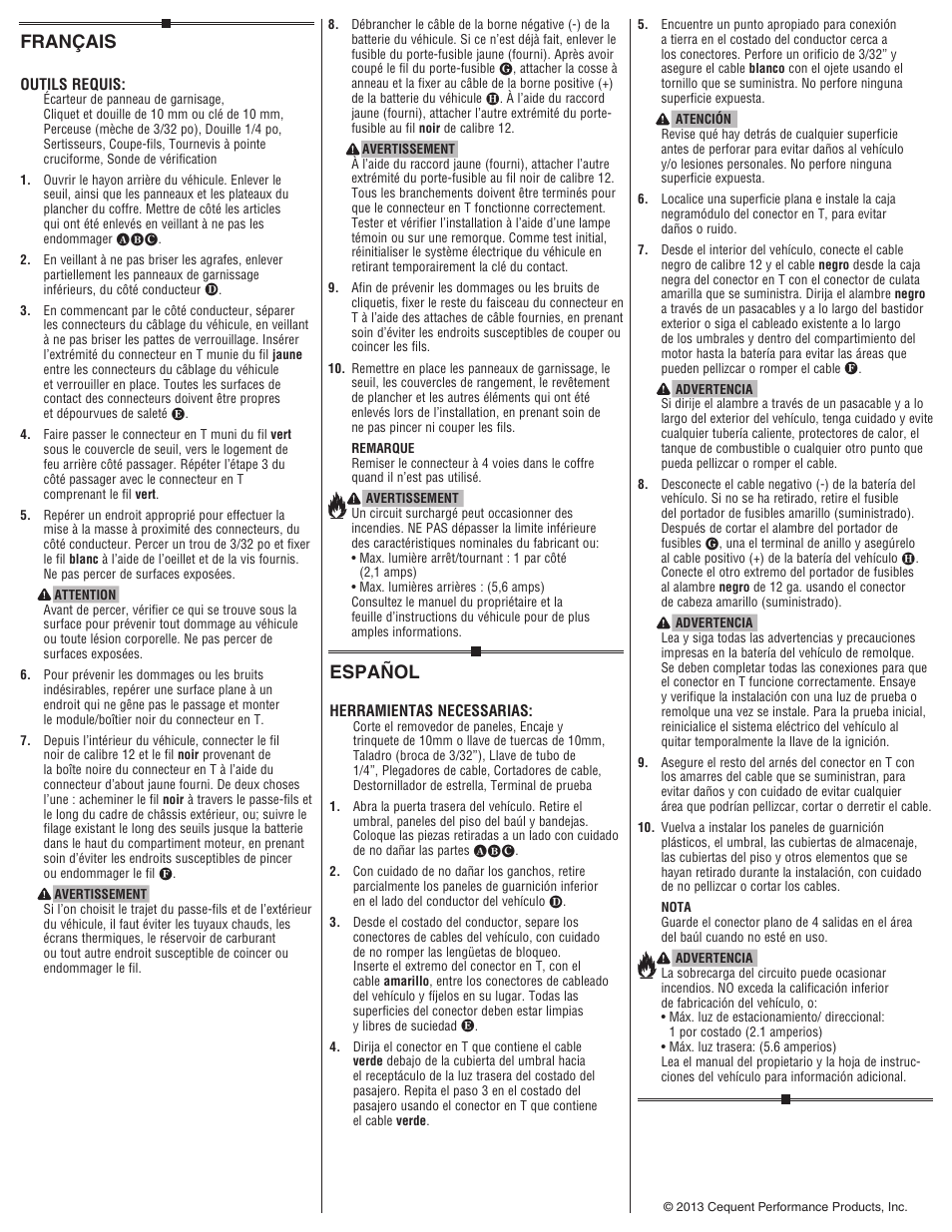 Français, Español | Draw-Tite 118588 T-ONE CONNECTOR User Manual | Page 2 / 2