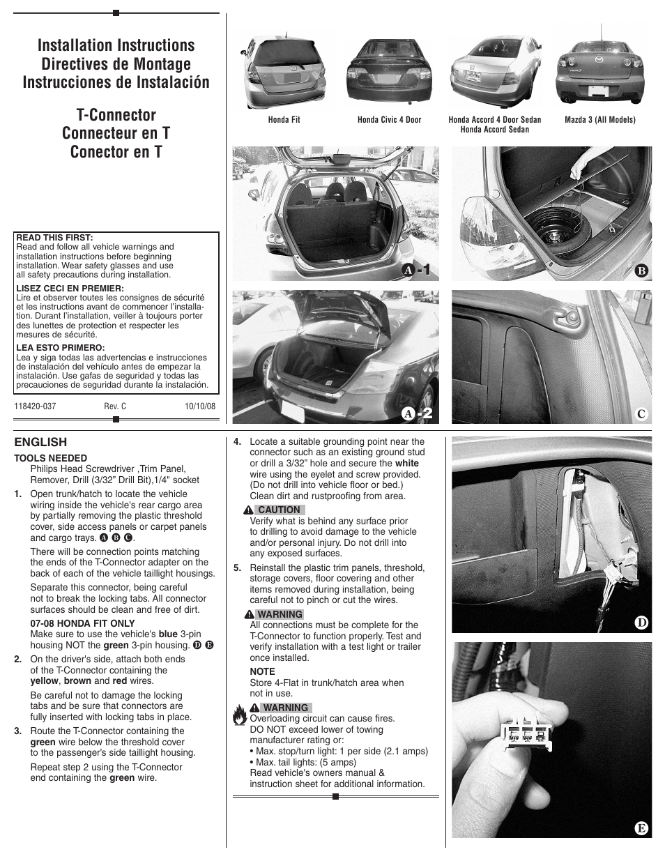 Draw-Tite 118420 T-ONE CONNECTOR User Manual | 2 pages