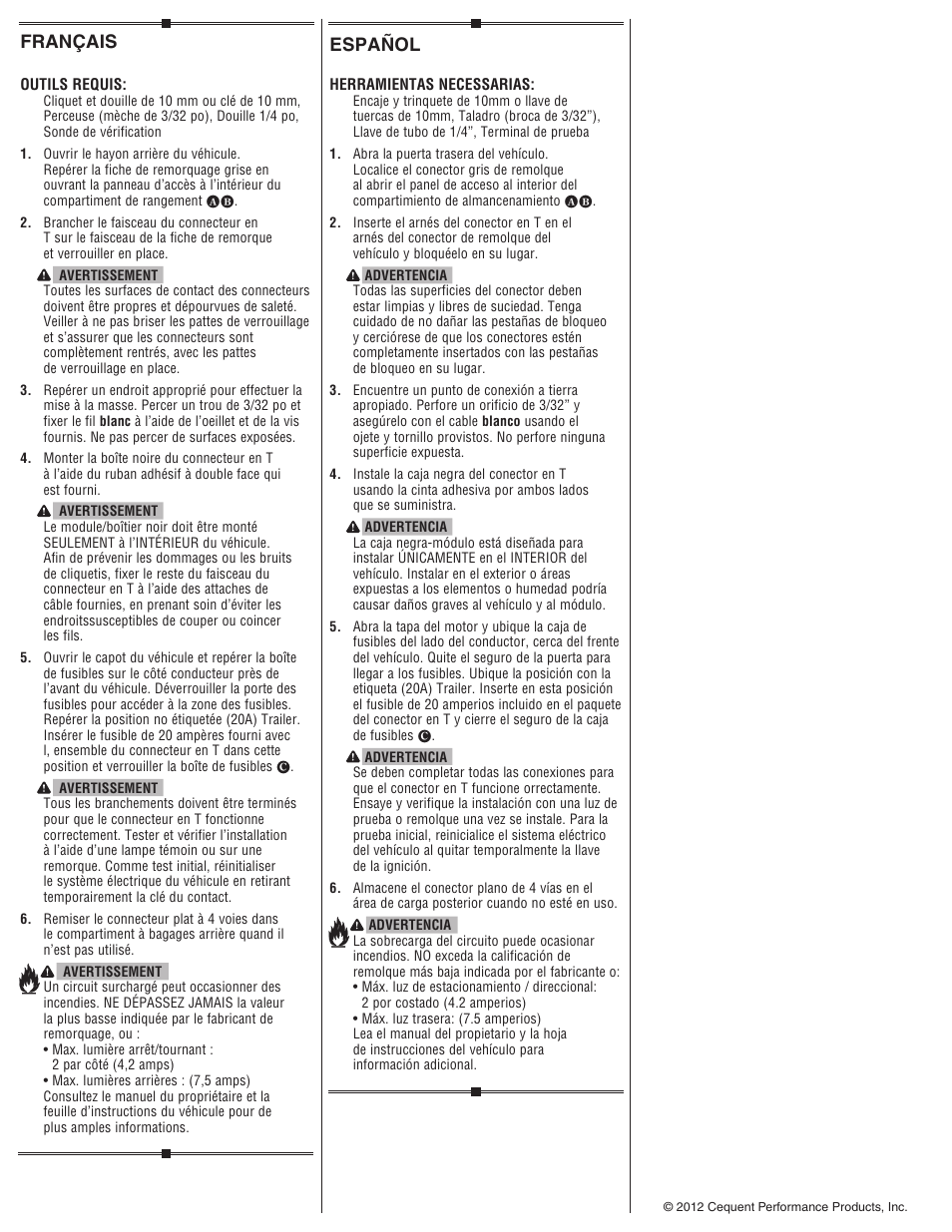 Español, Français | Draw-Tite 118569 T-ONE CONNECTOR User Manual | Page 2 / 2