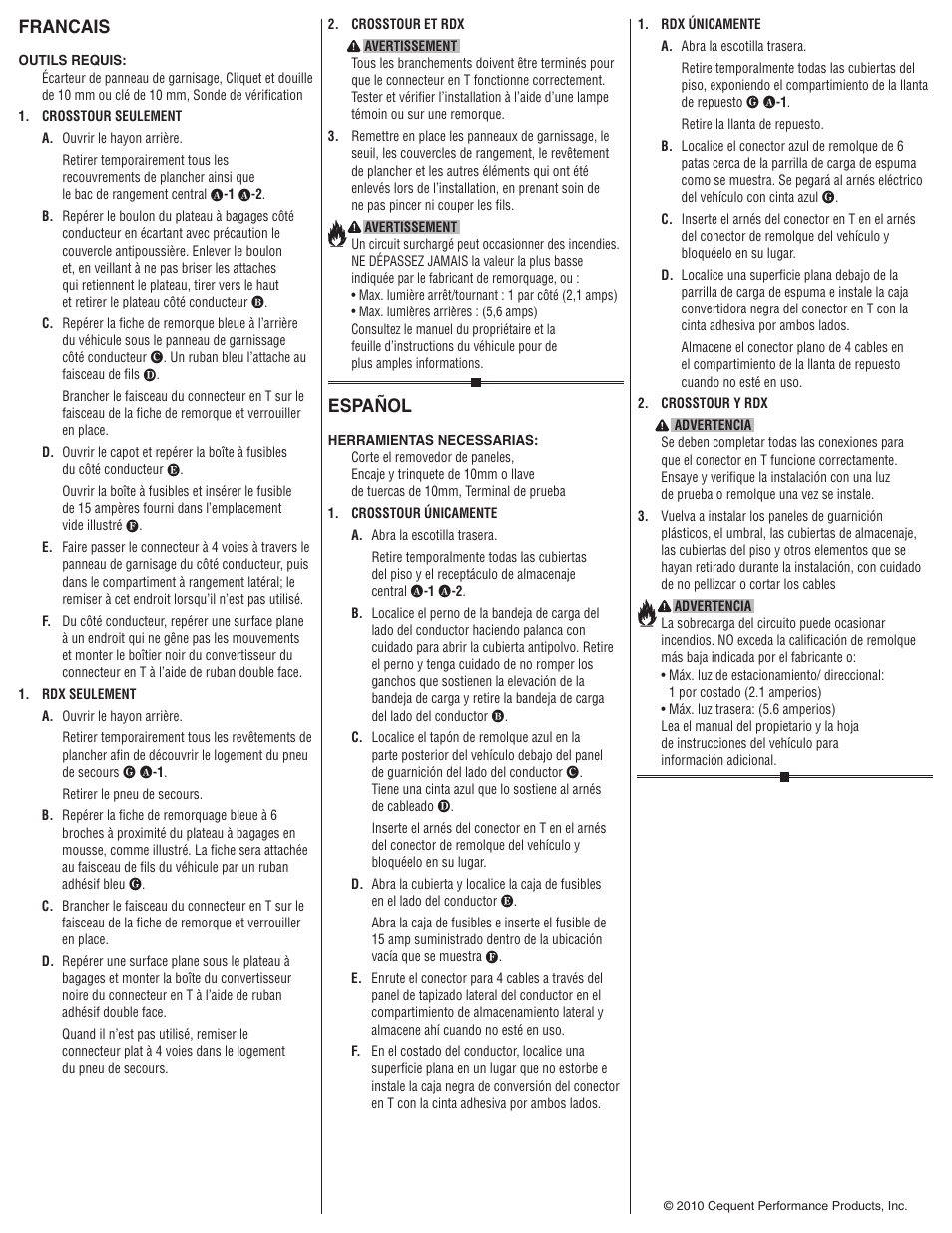 Francais, Español | Draw-Tite 118500 T-ONE CONNECTOR User Manual | Page 2 / 2