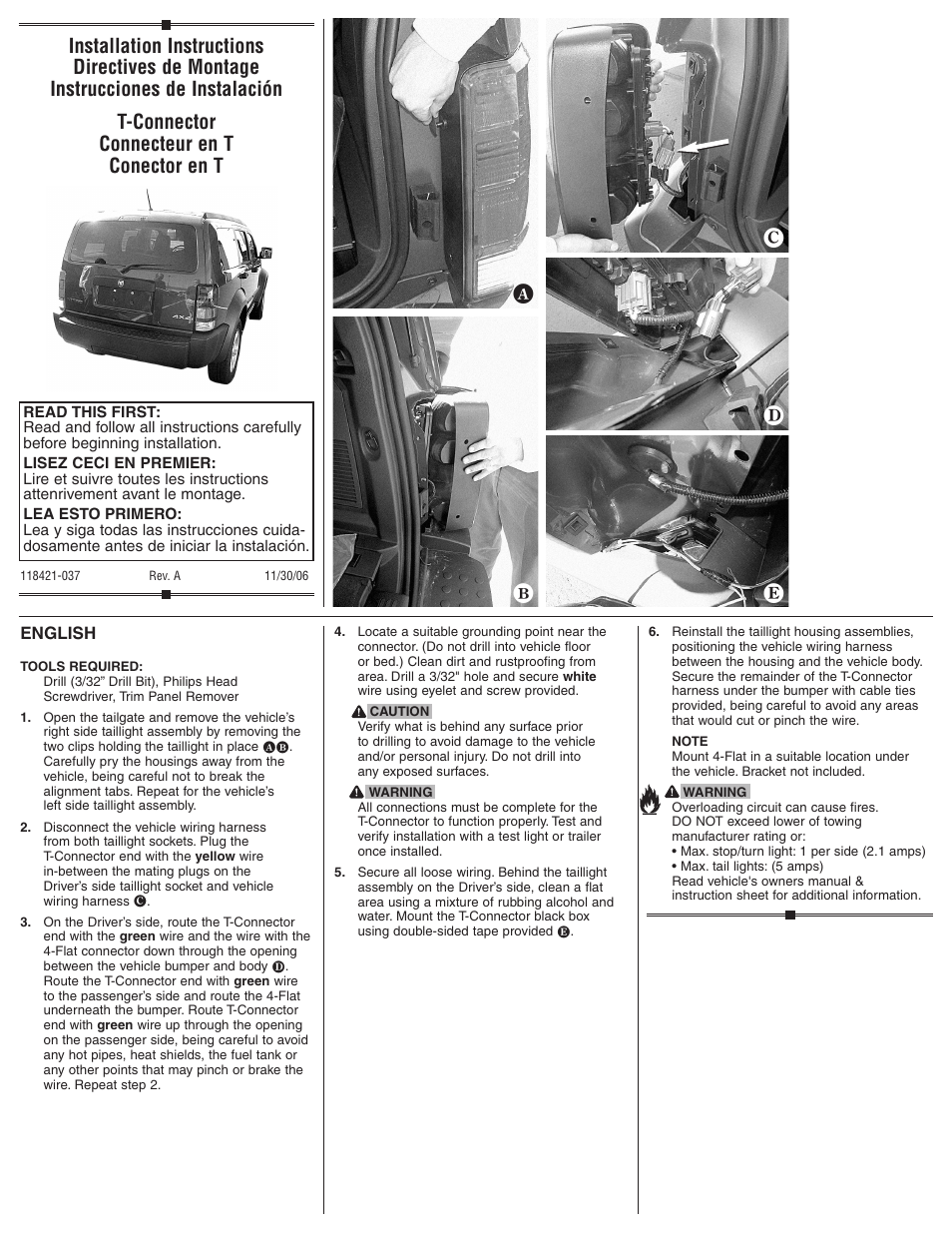 Draw-Tite 118421 T-ONE CONNECTOR User Manual | 2 pages