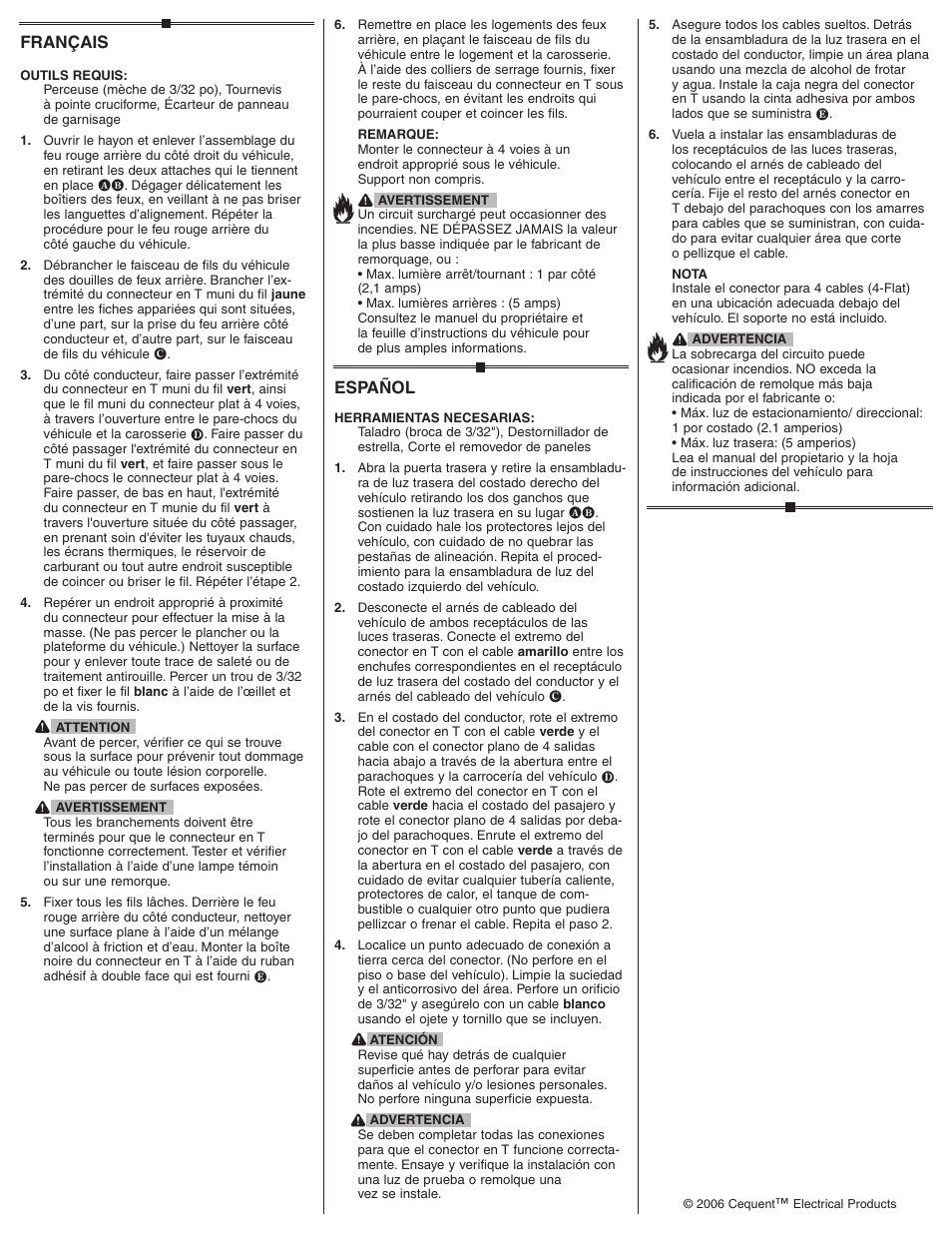 Español, Français | Draw-Tite 118421 T-ONE CONNECTOR User Manual | Page 2 / 2