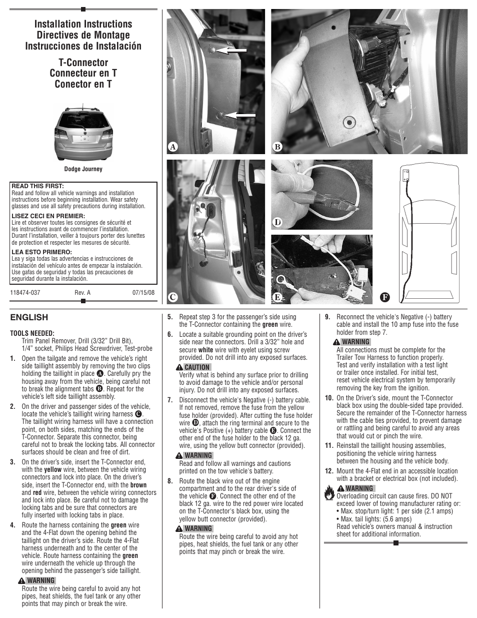 Draw-Tite 118474 T-ONE CONNECTOR User Manual | 2 pages