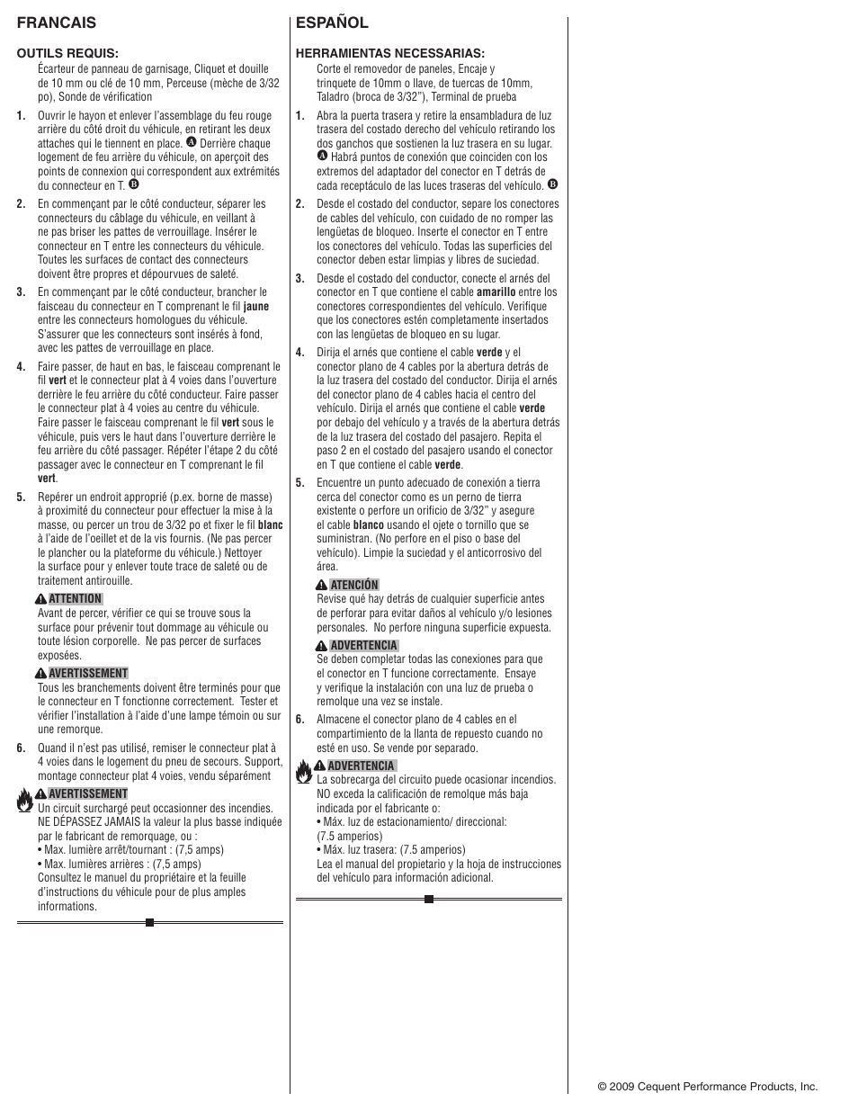 Francais, Español | Draw-Tite 118495 T-ONE CONNECTOR User Manual | Page 2 / 2