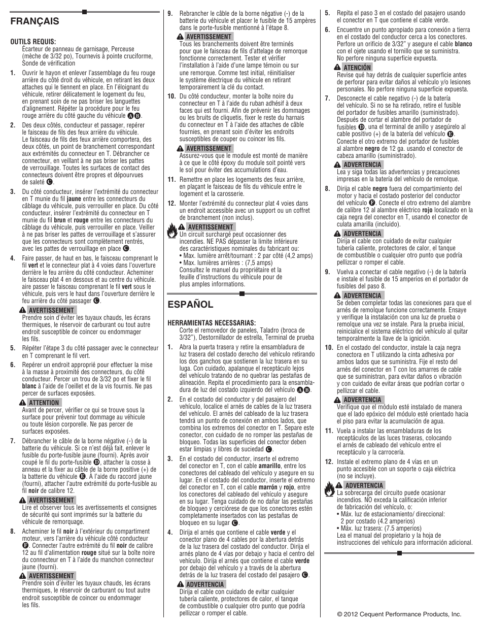 Español, Français | Draw-Tite 118536 T-ONE CONNECTOR User Manual | Page 2 / 2