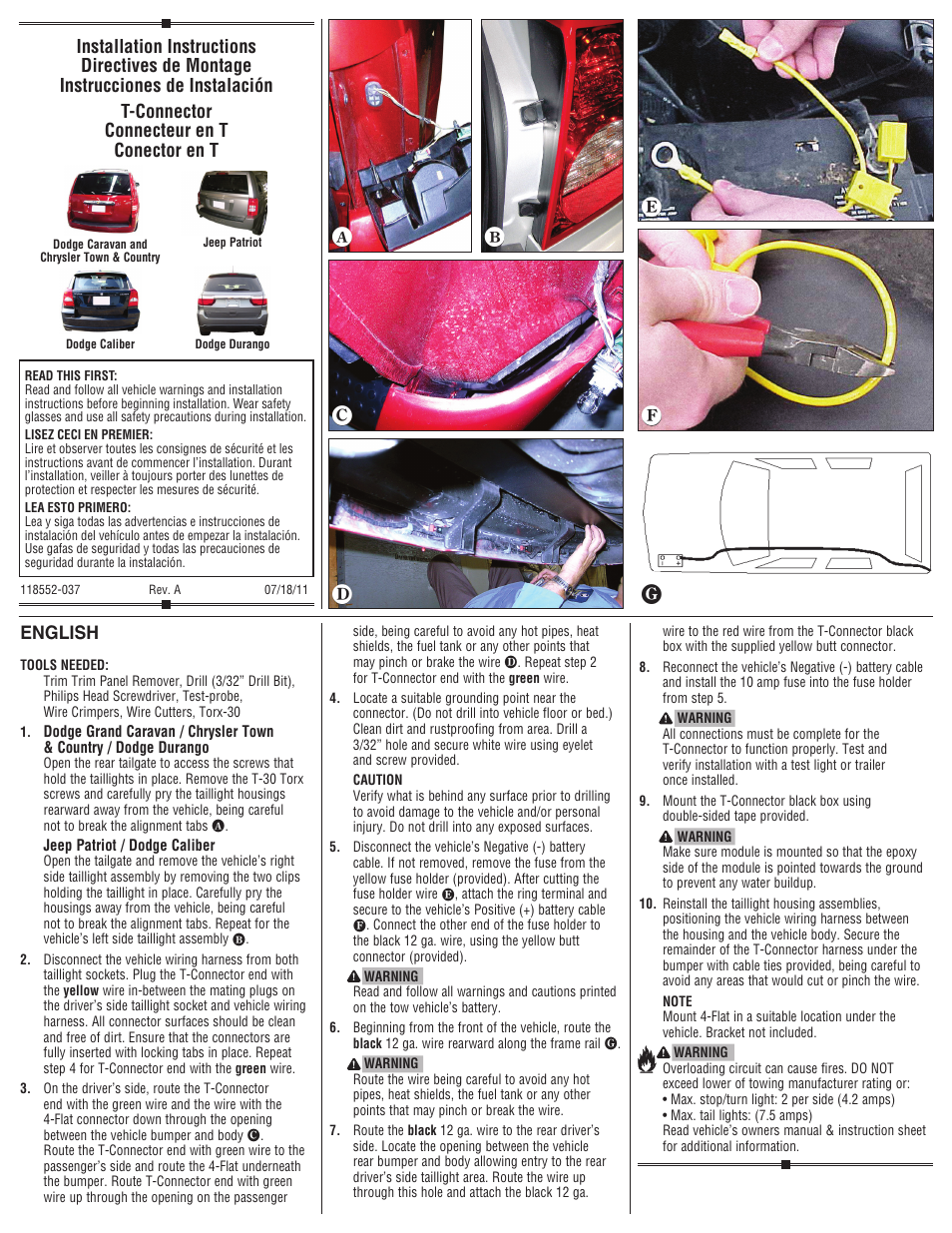 Draw-Tite 118552 T-ONE CONNECTOR User Manual | 2 pages