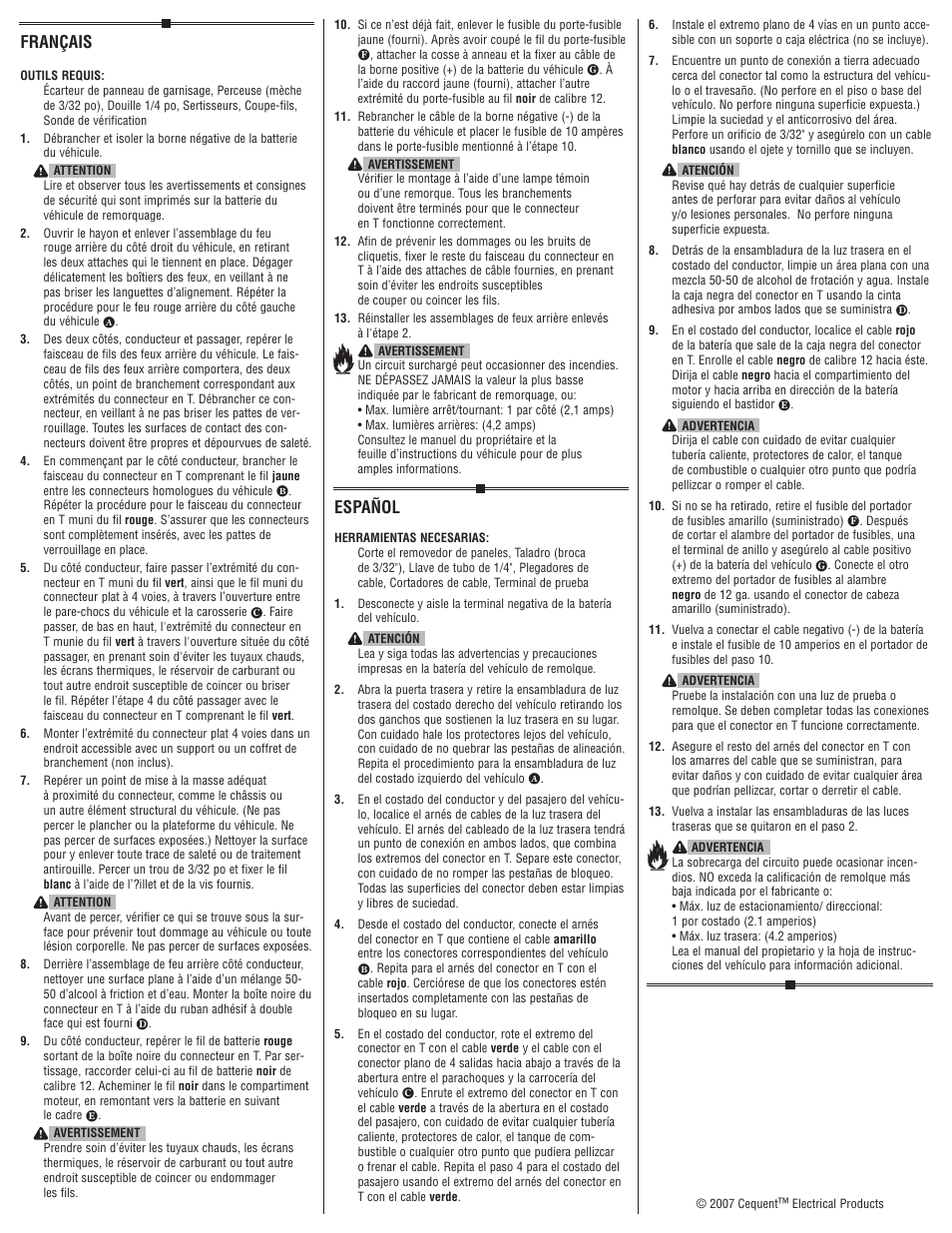 Español, Français | Draw-Tite 118428 T-ONE CONNECTOR User Manual | Page 2 / 2