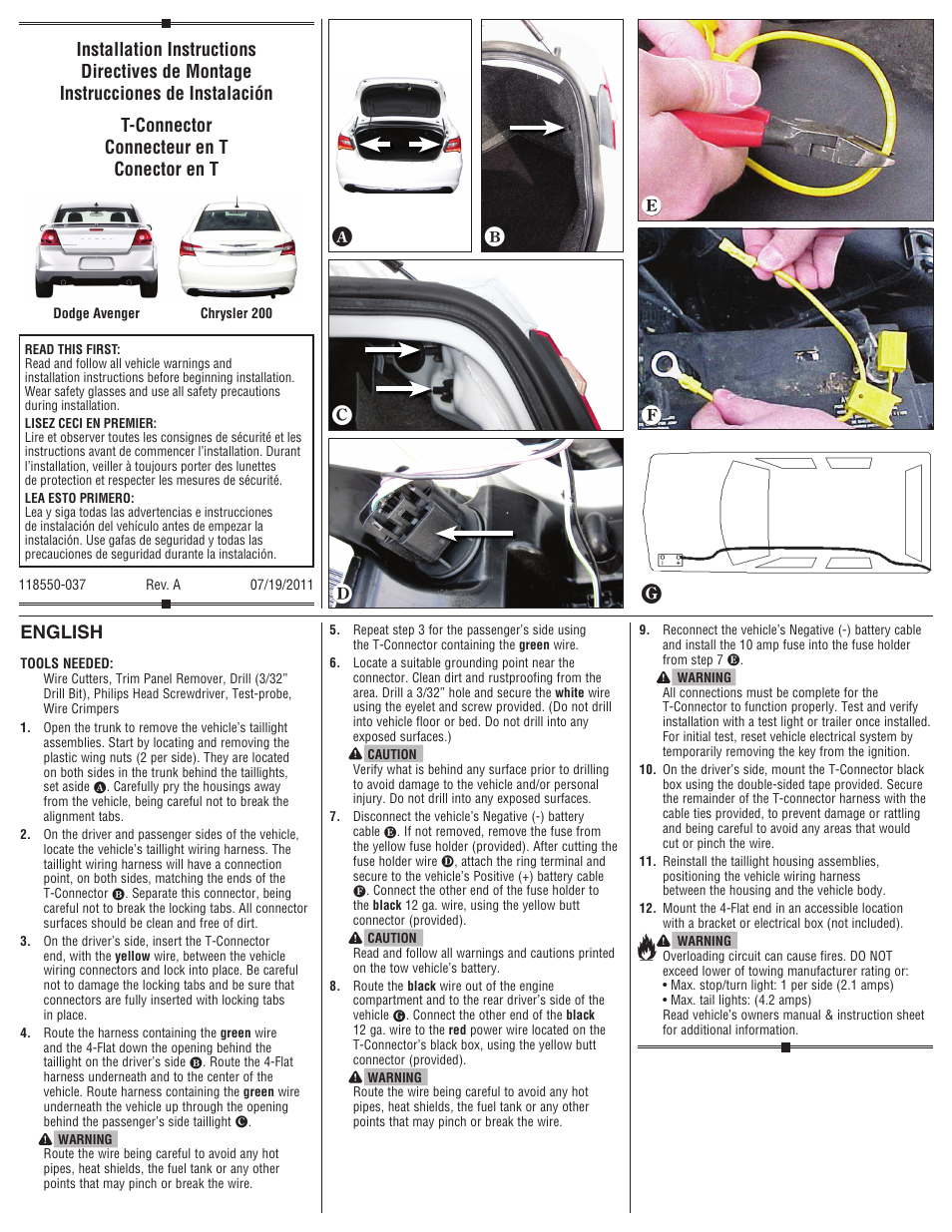 Draw-Tite 118550 T-ONE CONNECTOR User Manual | 2 pages