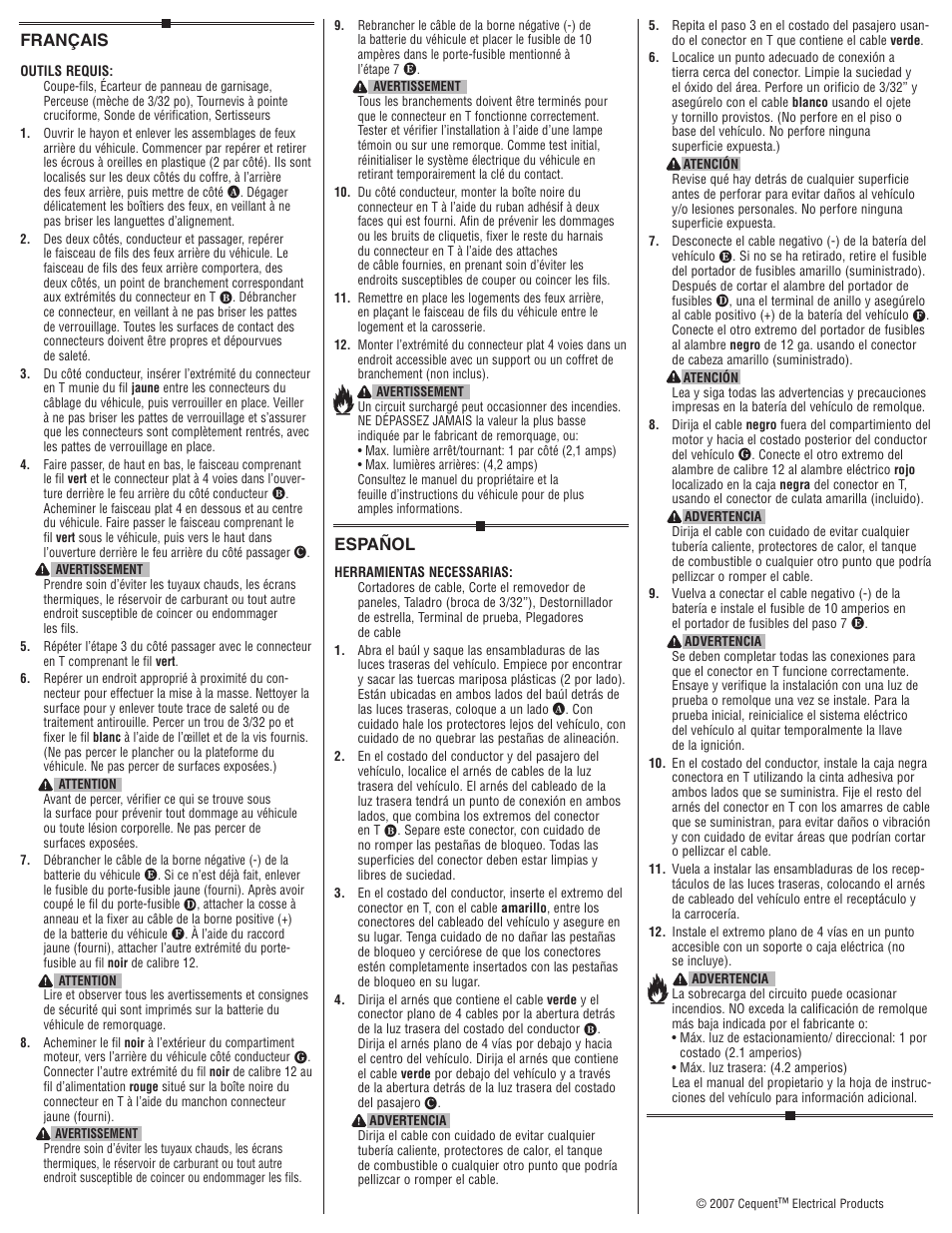 Français, Español | Draw-Tite 118445 T-ONE CONNECTOR User Manual | Page 2 / 2
