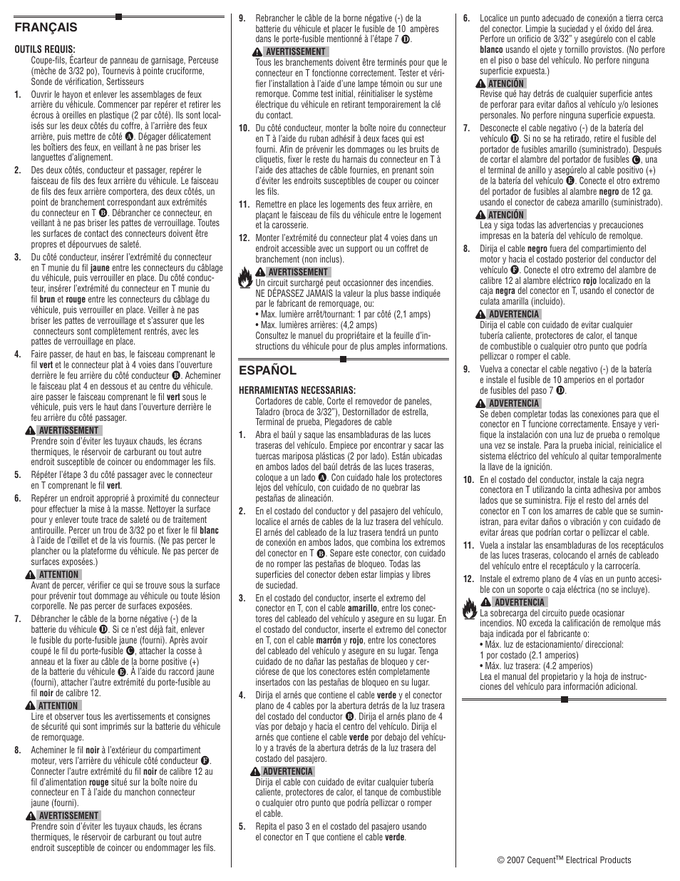 Français, Español | Draw-Tite 118444 T-ONE CONNECTOR User Manual | Page 2 / 2