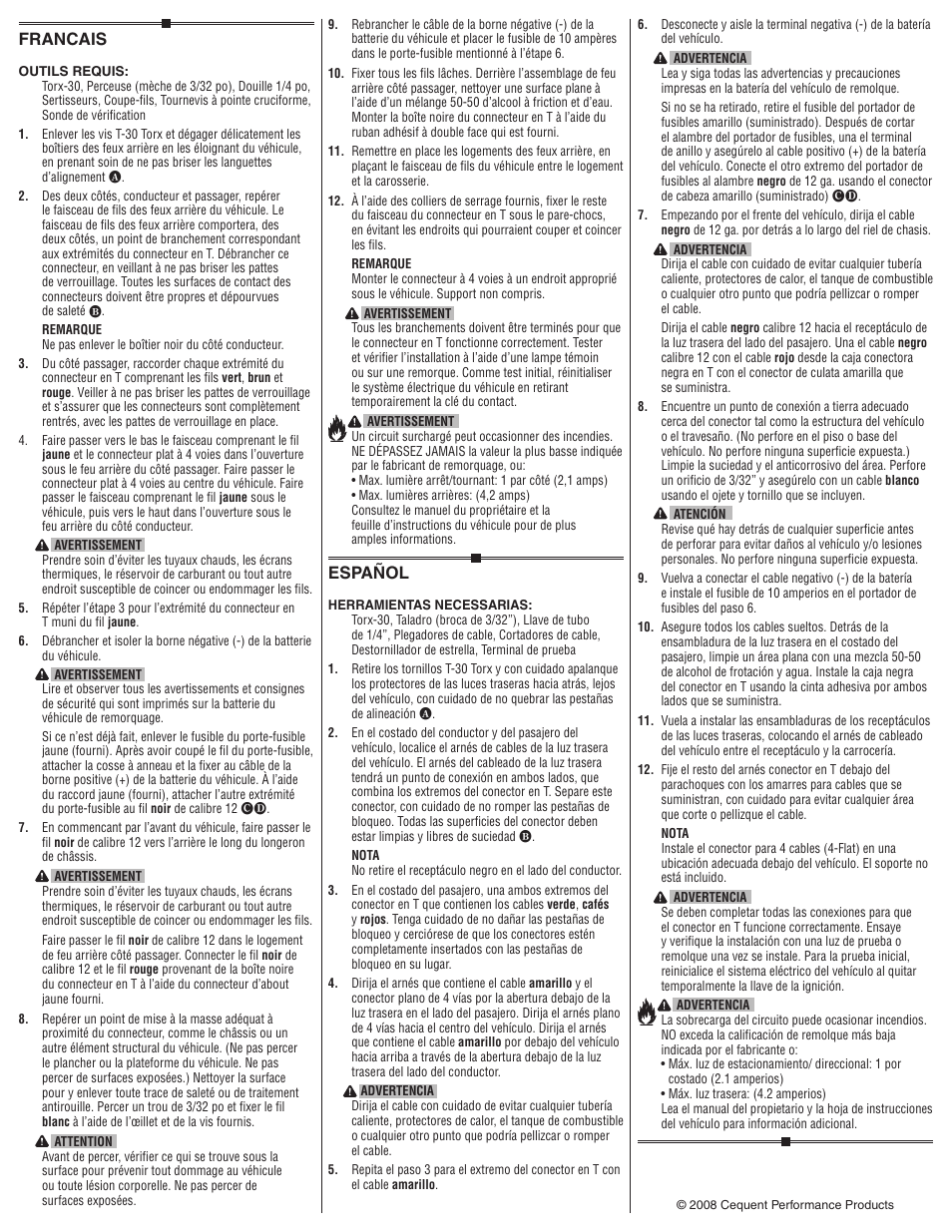 Español, Francais | Draw-Tite 118462 T-ONE CONNECTOR User Manual | Page 2 / 2