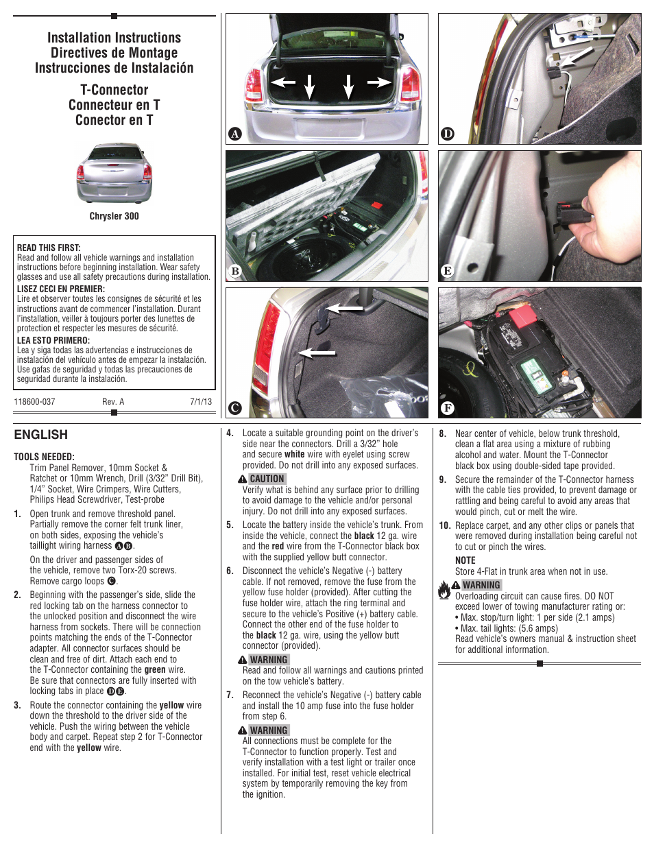 Draw-Tite 118600 T-ONE CONNECTOR User Manual | 2 pages