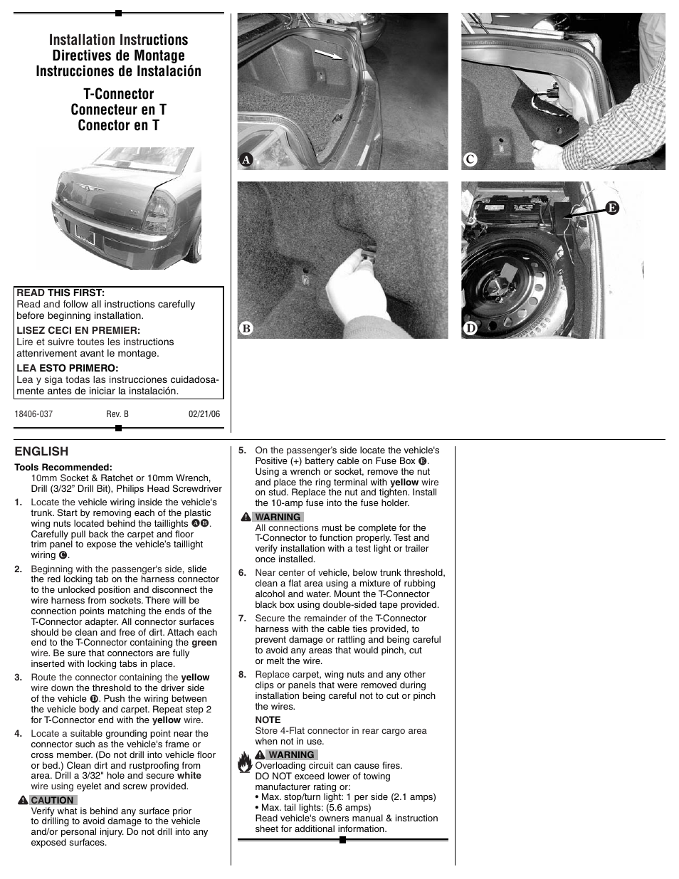 Draw-Tite 118406 T-ONE CONNECTOR User Manual | 2 pages