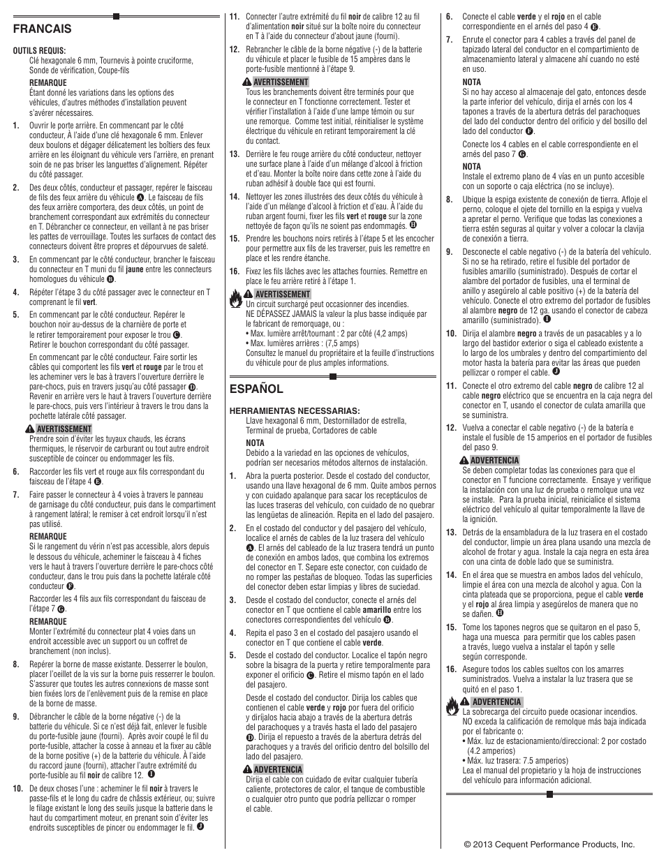 Español, Francais | Draw-Tite 118585 T-ONE CONNECTOR User Manual | Page 2 / 2