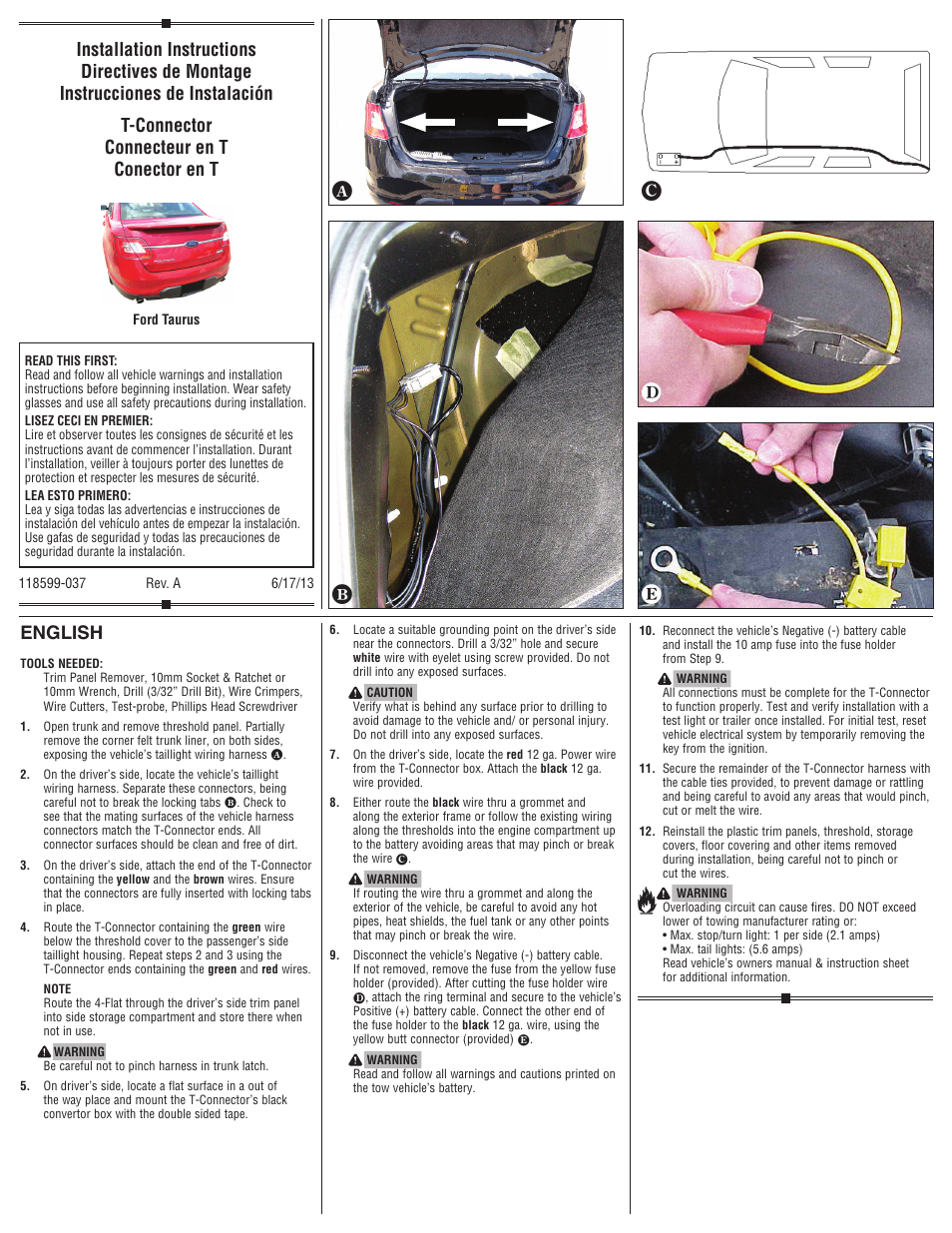 Draw-Tite 118599 T-ONE CONNECTOR User Manual | 2 pages
