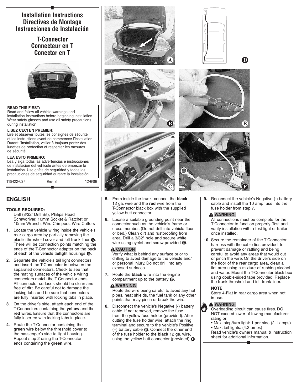 Draw-Tite 118422 T-ONE CONNECTOR User Manual | 2 pages