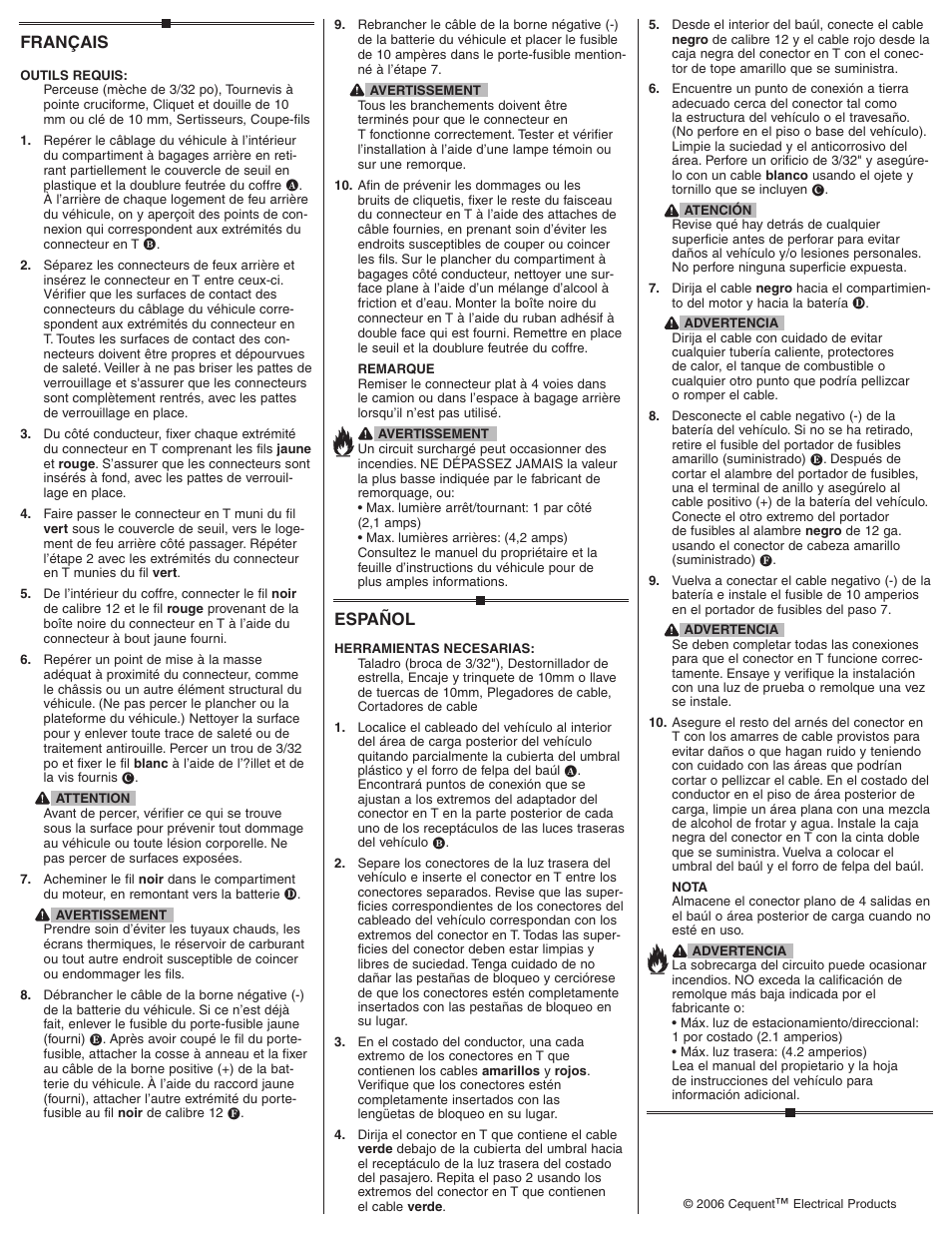 Español, Français | Draw-Tite 118422 T-ONE CONNECTOR User Manual | Page 2 / 2