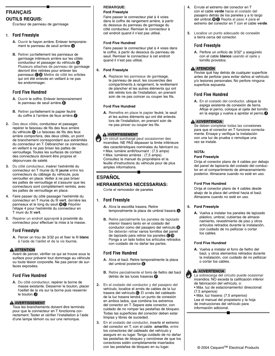 Français, Esp añol | Draw-Tite 118395 T-ONE CONNECTOR User Manual | Page 2 / 2