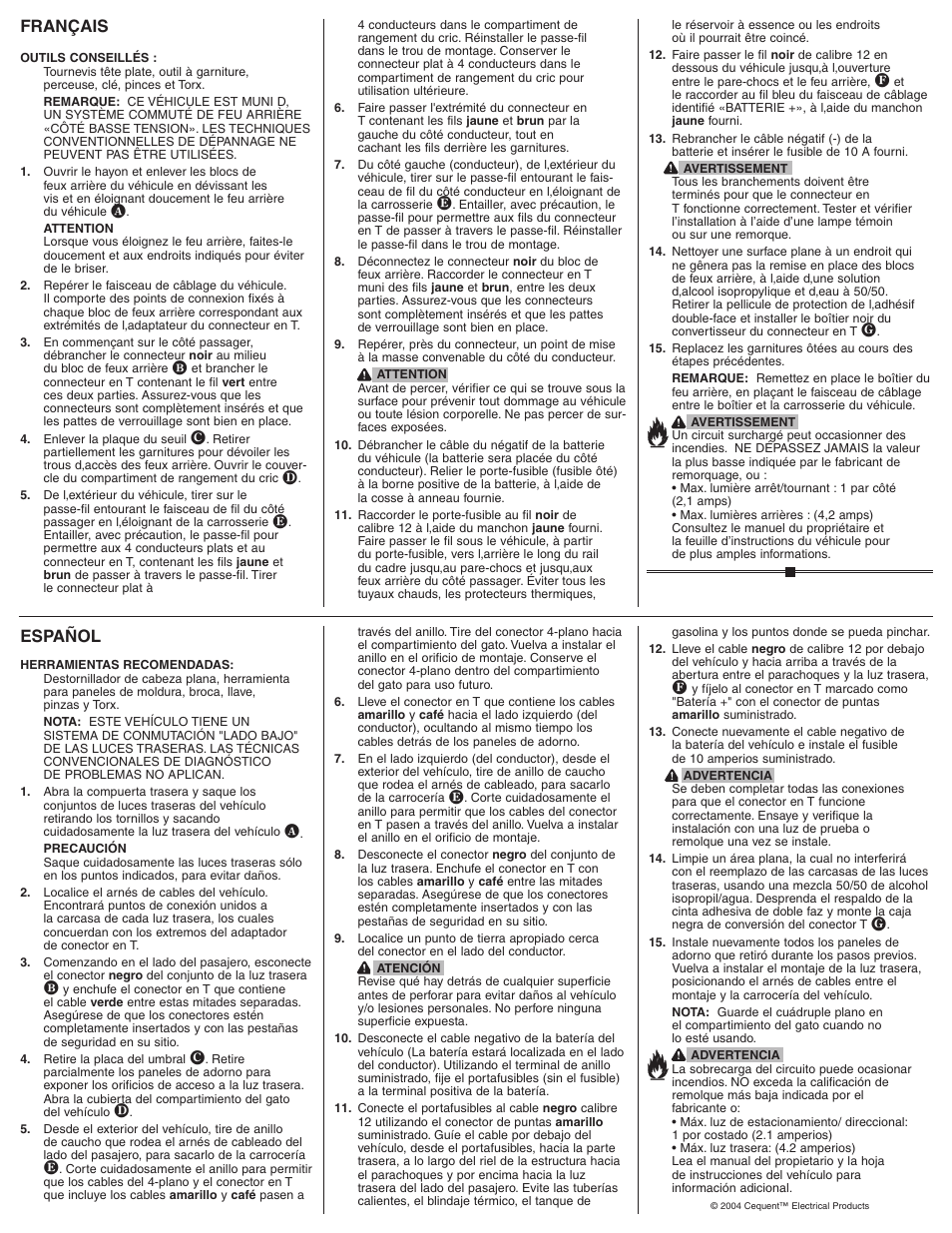 Français, Español | Draw-Tite 118385 T-ONE CONNECTOR User Manual | Page 2 / 2