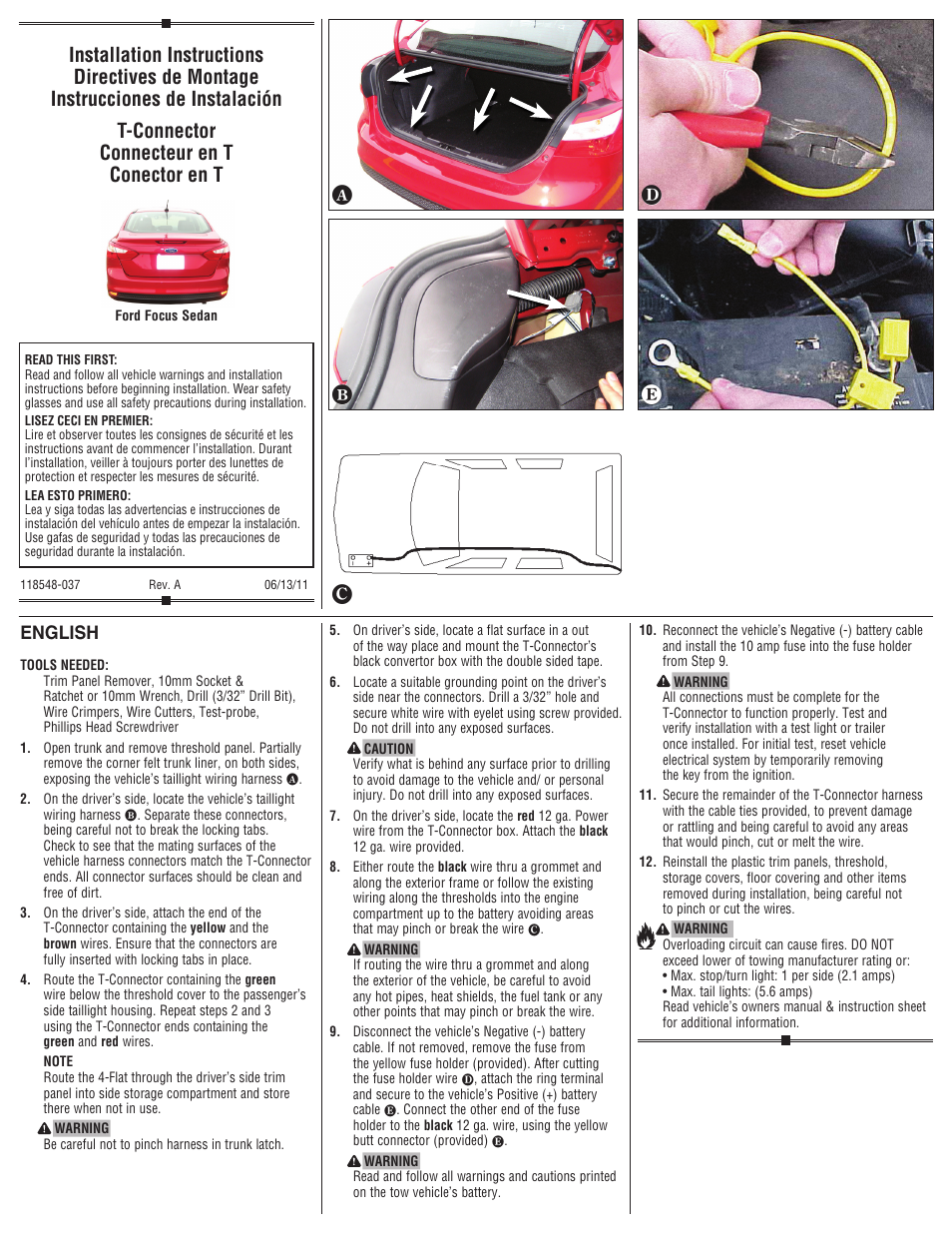 Draw-Tite 118548 T-ONE CONNECTOR User Manual | 2 pages