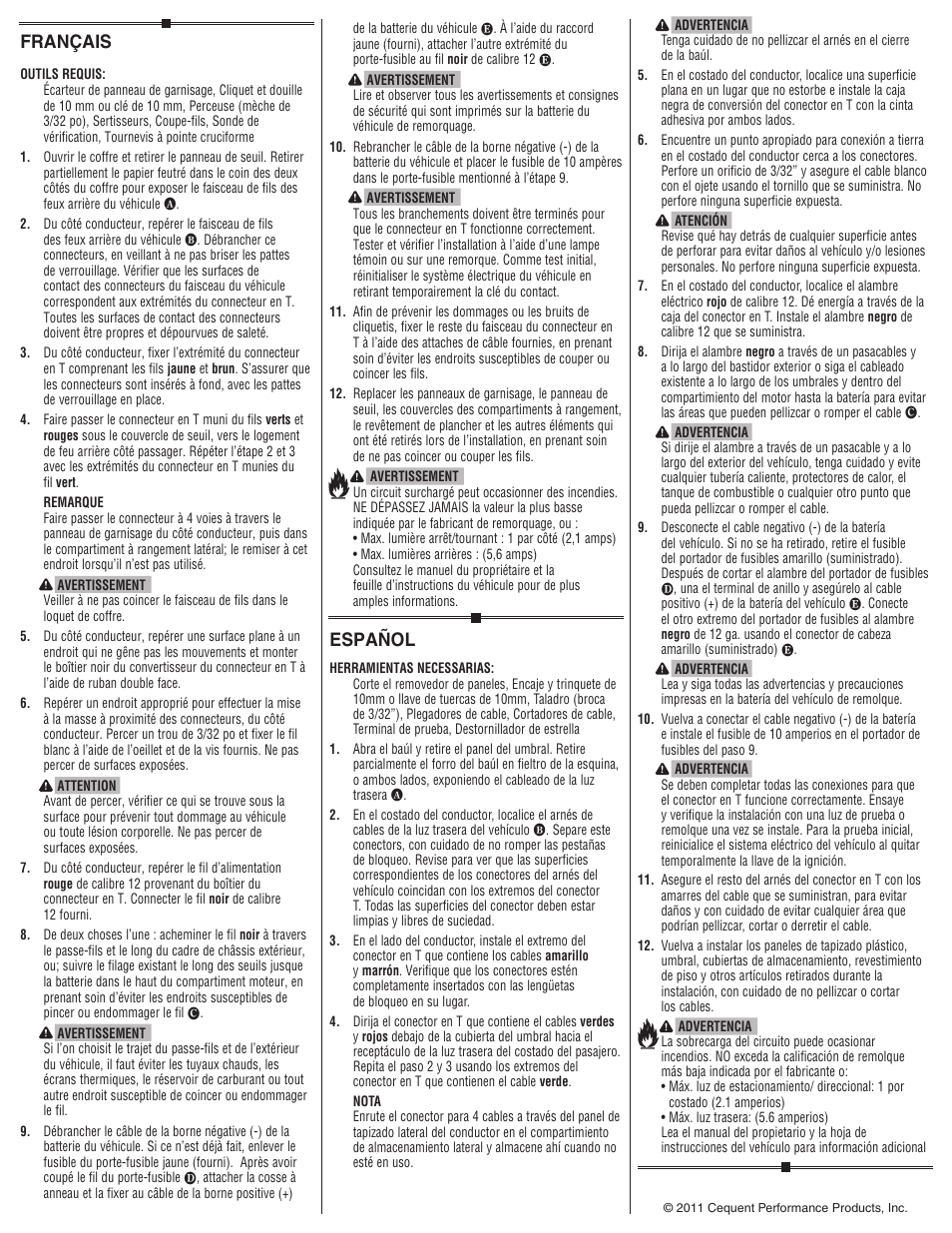 Español, Français | Draw-Tite 118548 T-ONE CONNECTOR User Manual | Page 2 / 2