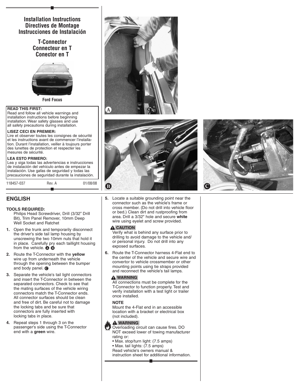 Draw-Tite 118457 T-ONE CONNECTOR User Manual | 2 pages