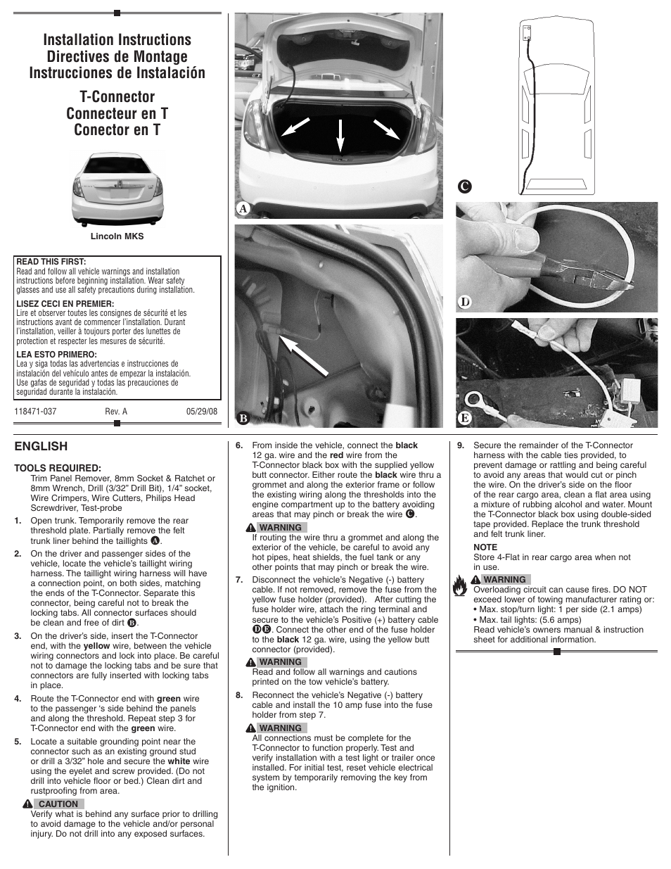 Draw-Tite 118471 T-ONE CONNECTOR User Manual | 2 pages