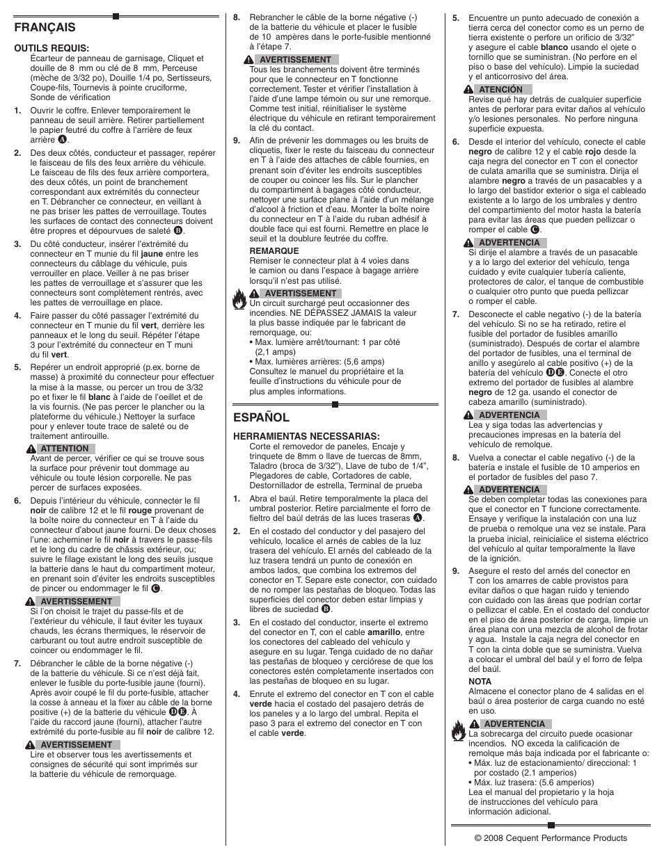 Français, Español | Draw-Tite 118471 T-ONE CONNECTOR User Manual | Page 2 / 2