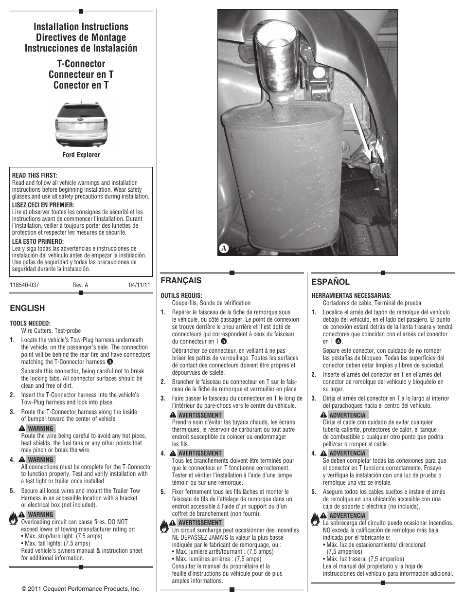 Draw-Tite 118540 T-ONE CONNECTOR User Manual | 1 page