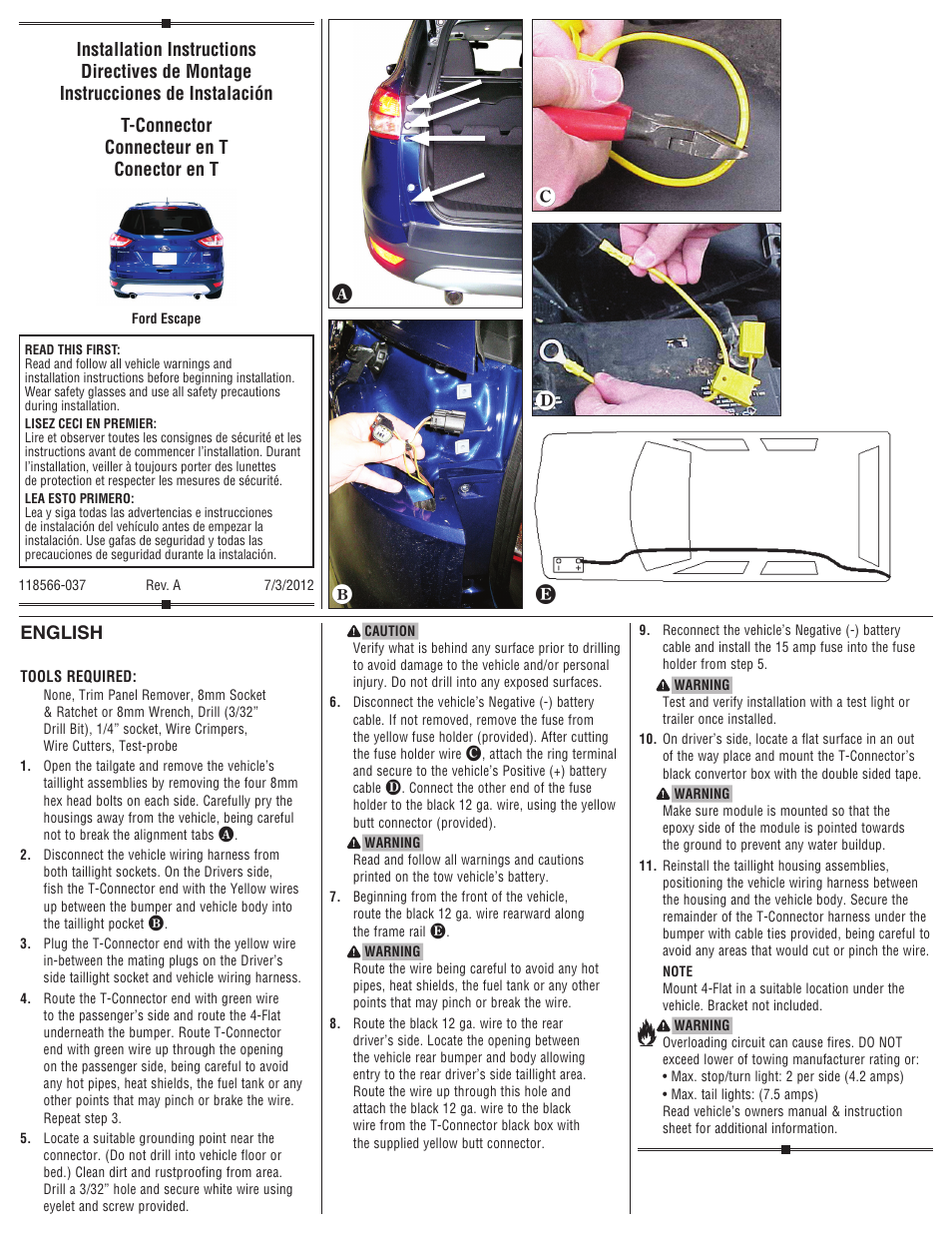 Draw-Tite 118566 T-ONE CONNECTOR User Manual | 2 pages