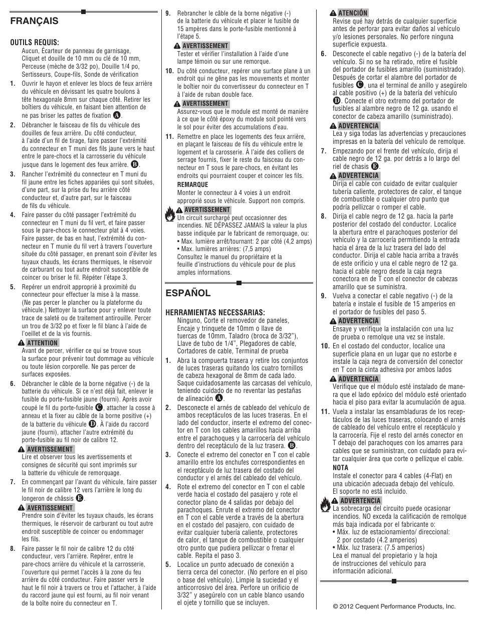 Français, Español | Draw-Tite 118566 T-ONE CONNECTOR User Manual | Page 2 / 2
