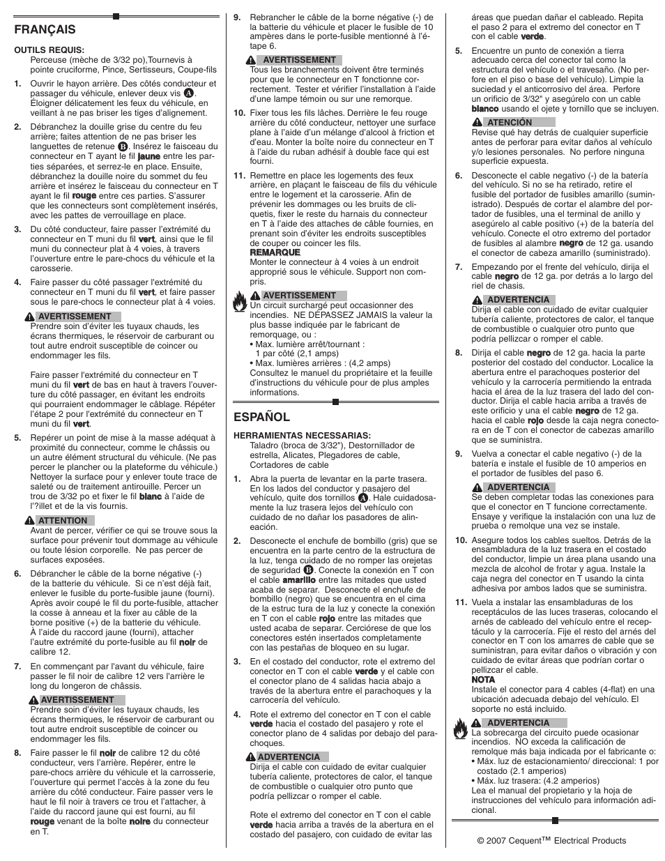 Français, Español | Draw-Tite 118426 T-ONE CONNECTOR User Manual | Page 2 / 2