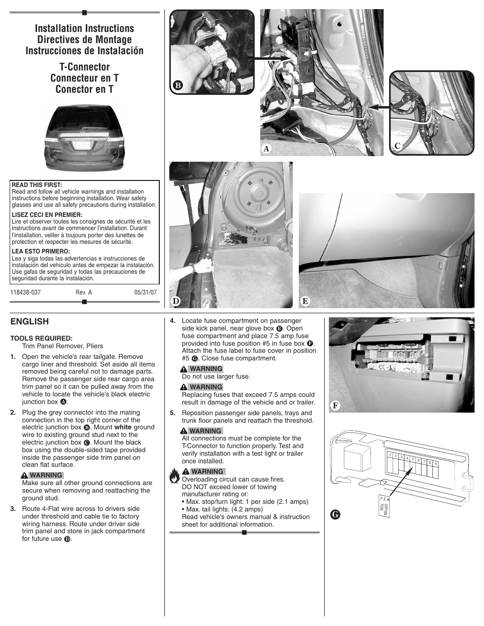 Draw-Tite 118438 T-ONE CONNECTOR User Manual | 2 pages