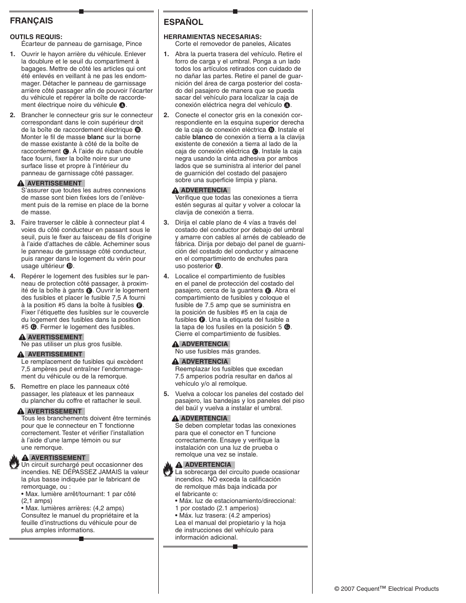 Español, Français | Draw-Tite 118438 T-ONE CONNECTOR User Manual | Page 2 / 2