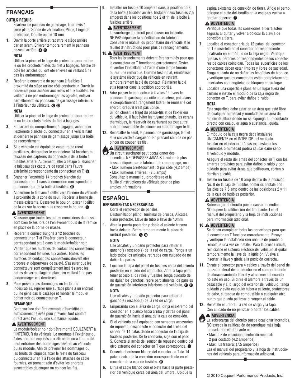 Español, Français | Draw-Tite 118521 T-ONE CONNECTOR User Manual | Page 2 / 2