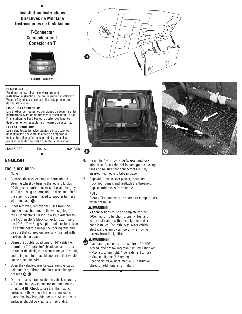 Draw-Tite 118465 T-ONE CONNECTOR User Manual | 2 pages