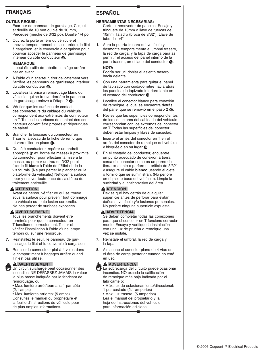 Español, Français | Draw-Tite 118427 T-ONE CONNECTOR User Manual | Page 2 / 2