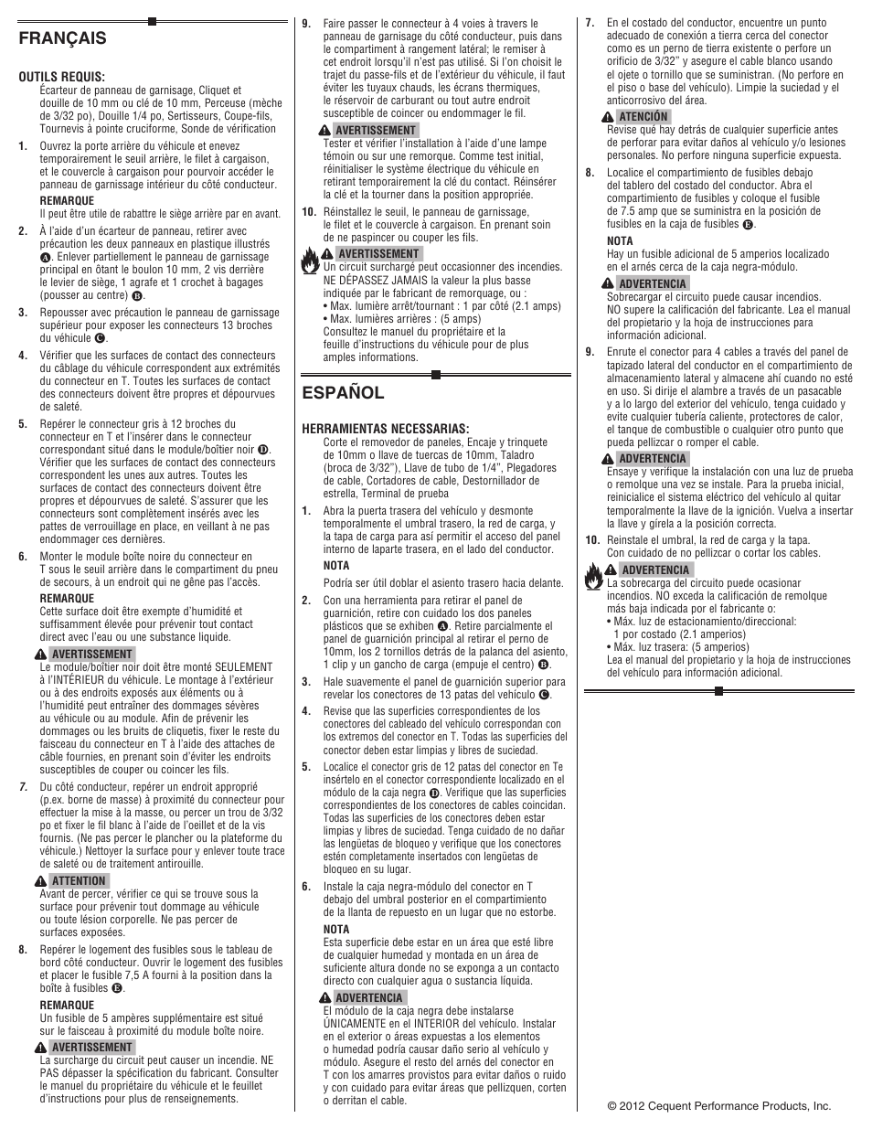 Español, Français | Draw-Tite 118561 T-ONE CONNECTOR User Manual | Page 2 / 2