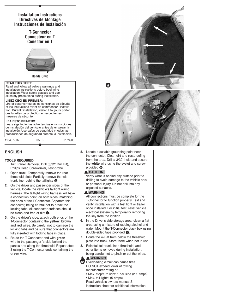 Draw-Tite 118437 T-ONE CONNECTOR User Manual | 2 pages