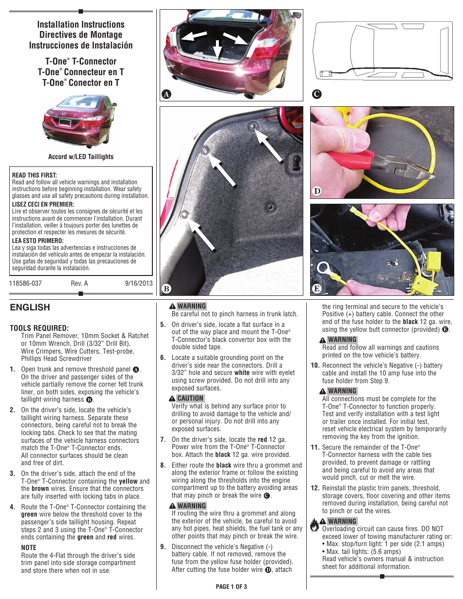 Draw-Tite 118586 T-ONE CONNECTOR User Manual | 3 pages
